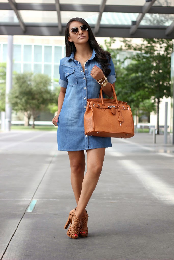Blue Lightweight Denim Shirt Dress (Denim Co) - THE GREY AREA