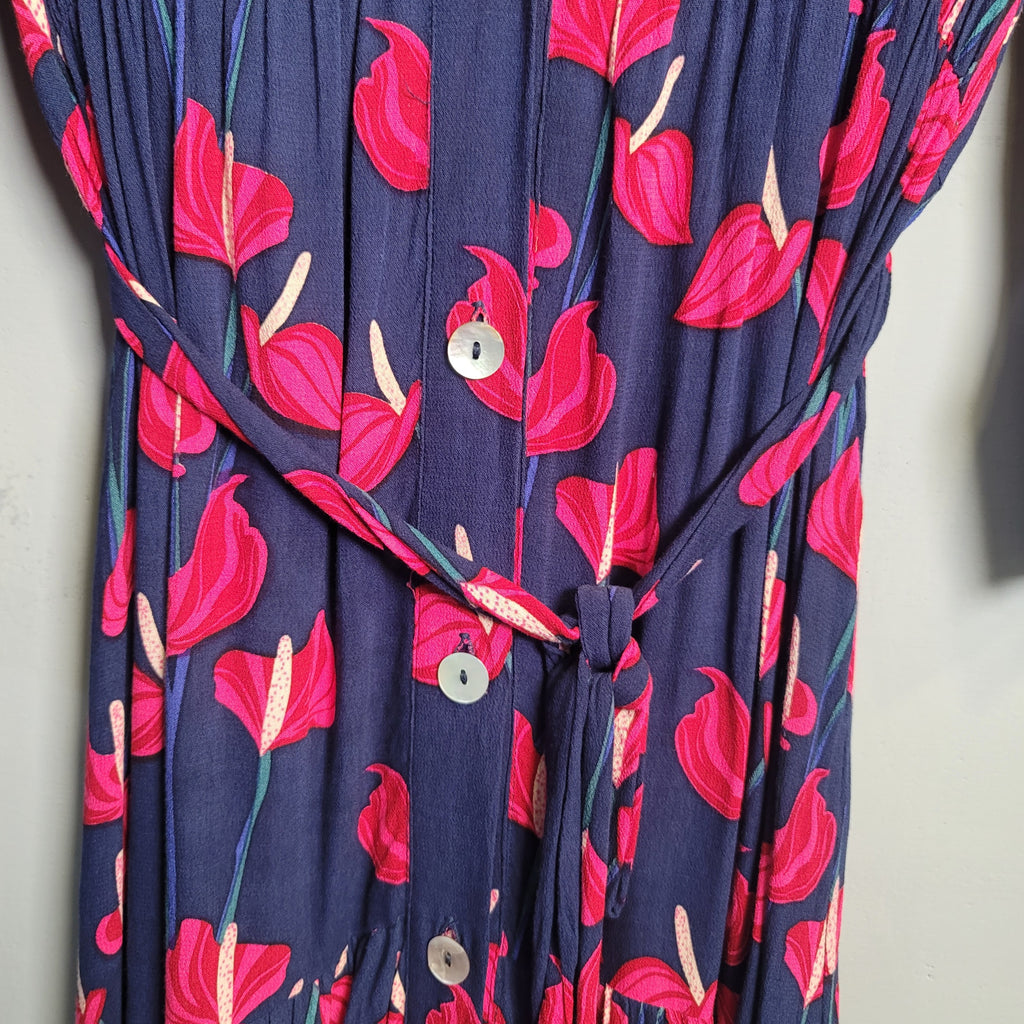 Long Sleeve Heart Print Shirt belted Dress - THE GREY AREA