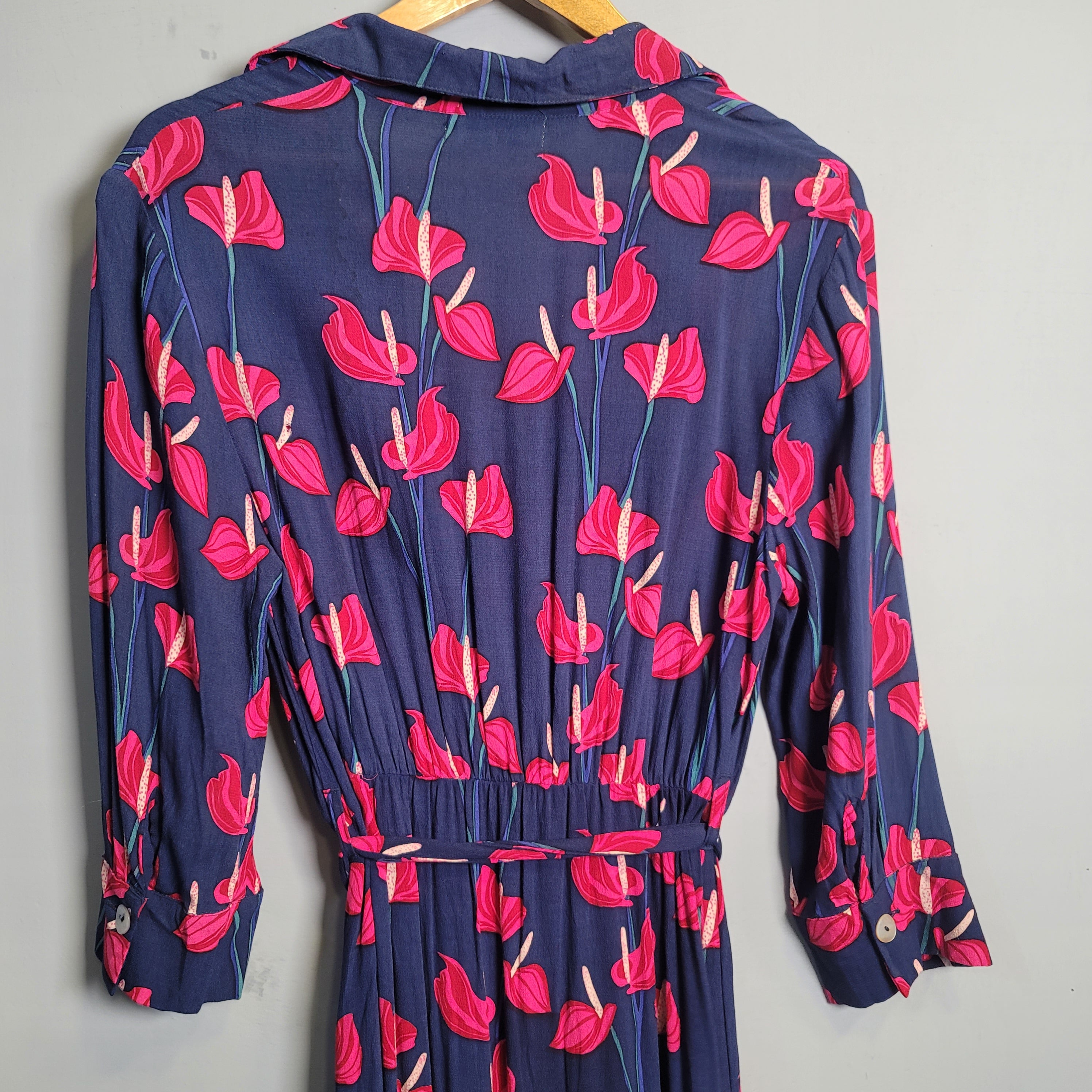 Long Sleeve Heart Print Shirt belted Dress - THE GREY AREA