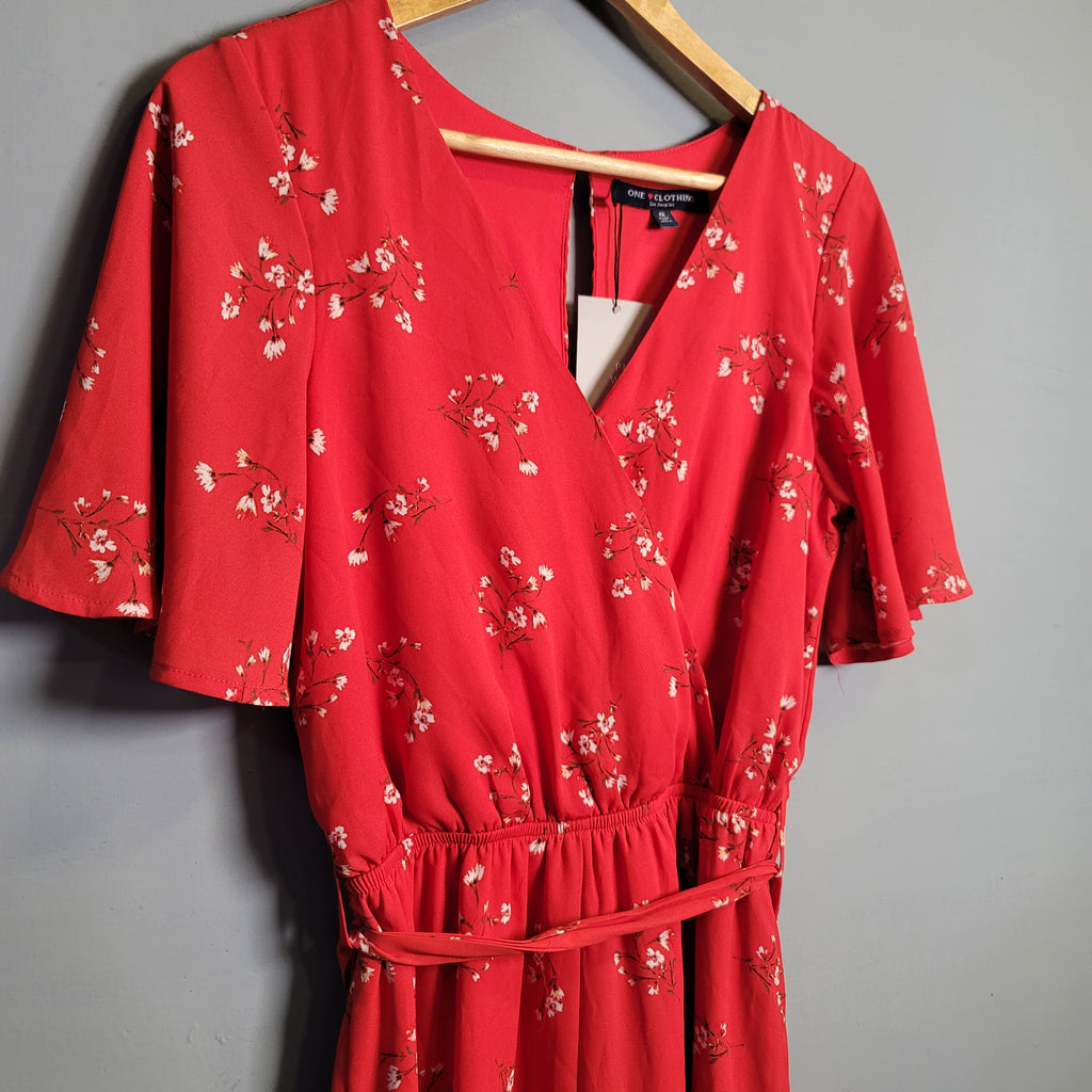 Floral belted Wrap Dress (One Clothing) - THE GREY AREA