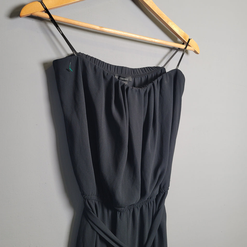 Black Strapless Wide Leg Jumpsuit (Forever 21) - THE GREY AREA