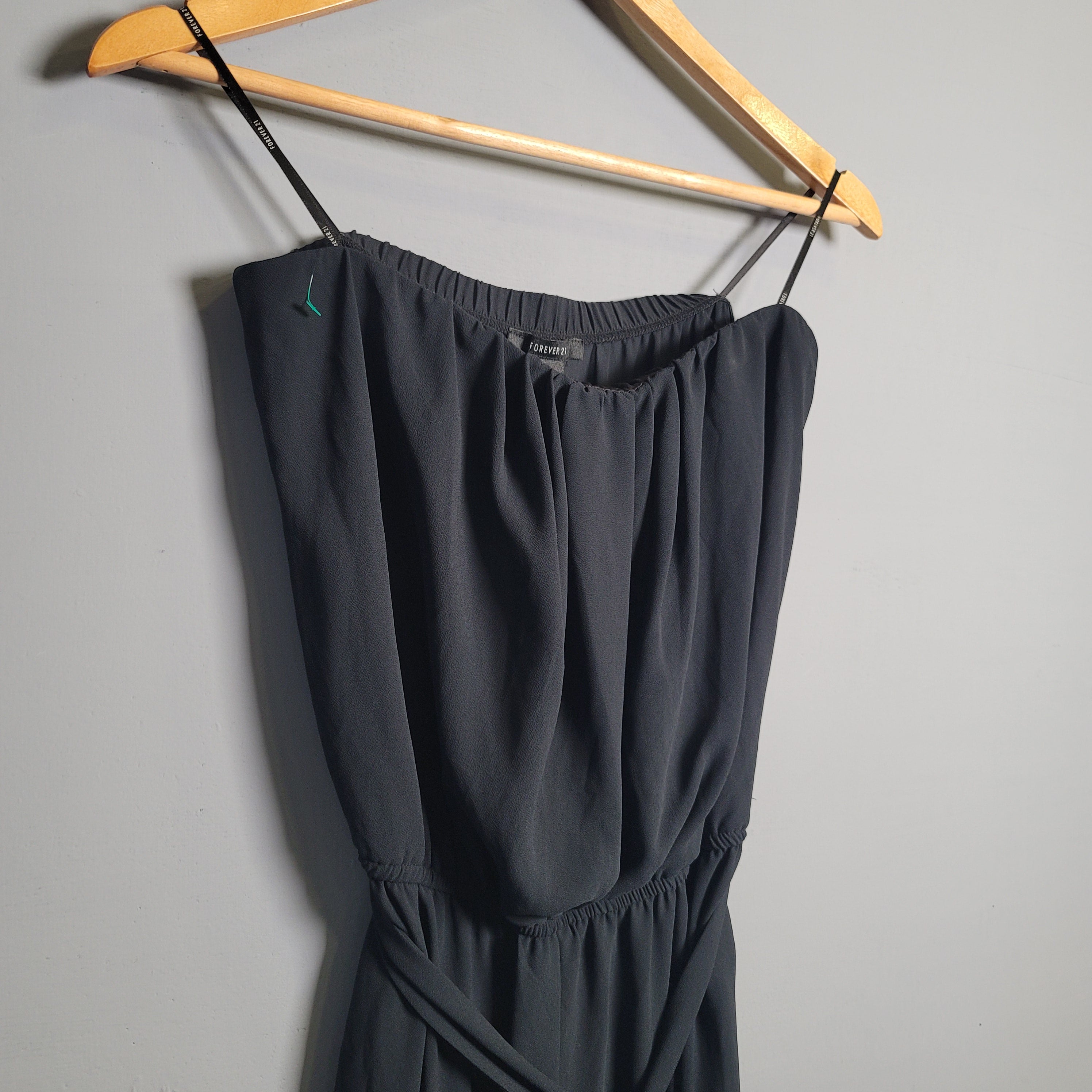 Black Strapless Wide Leg Jumpsuit (Forever 21) - THE GREY AREA