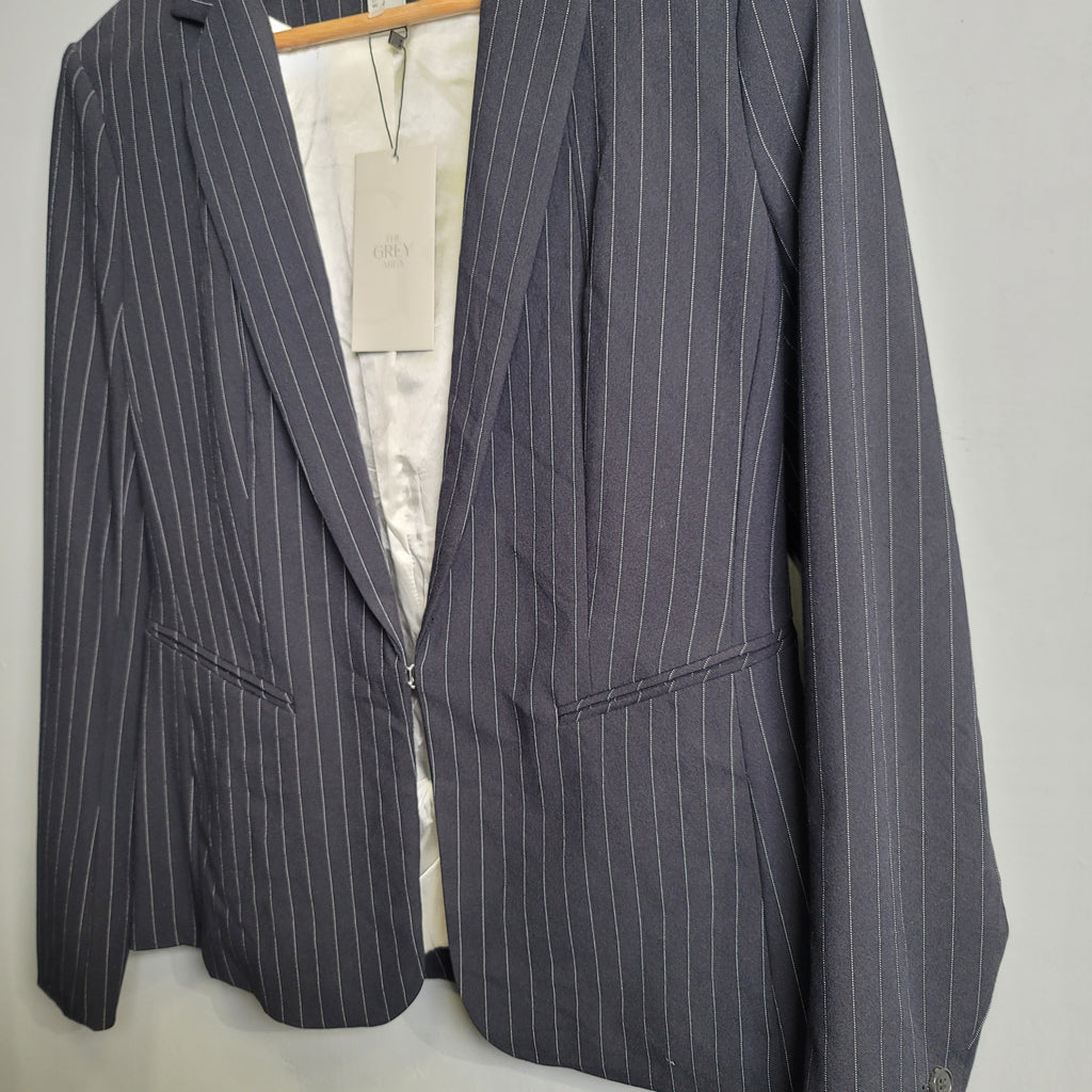 Black Pin striped Blazer (H&M) - THE GREY AREA