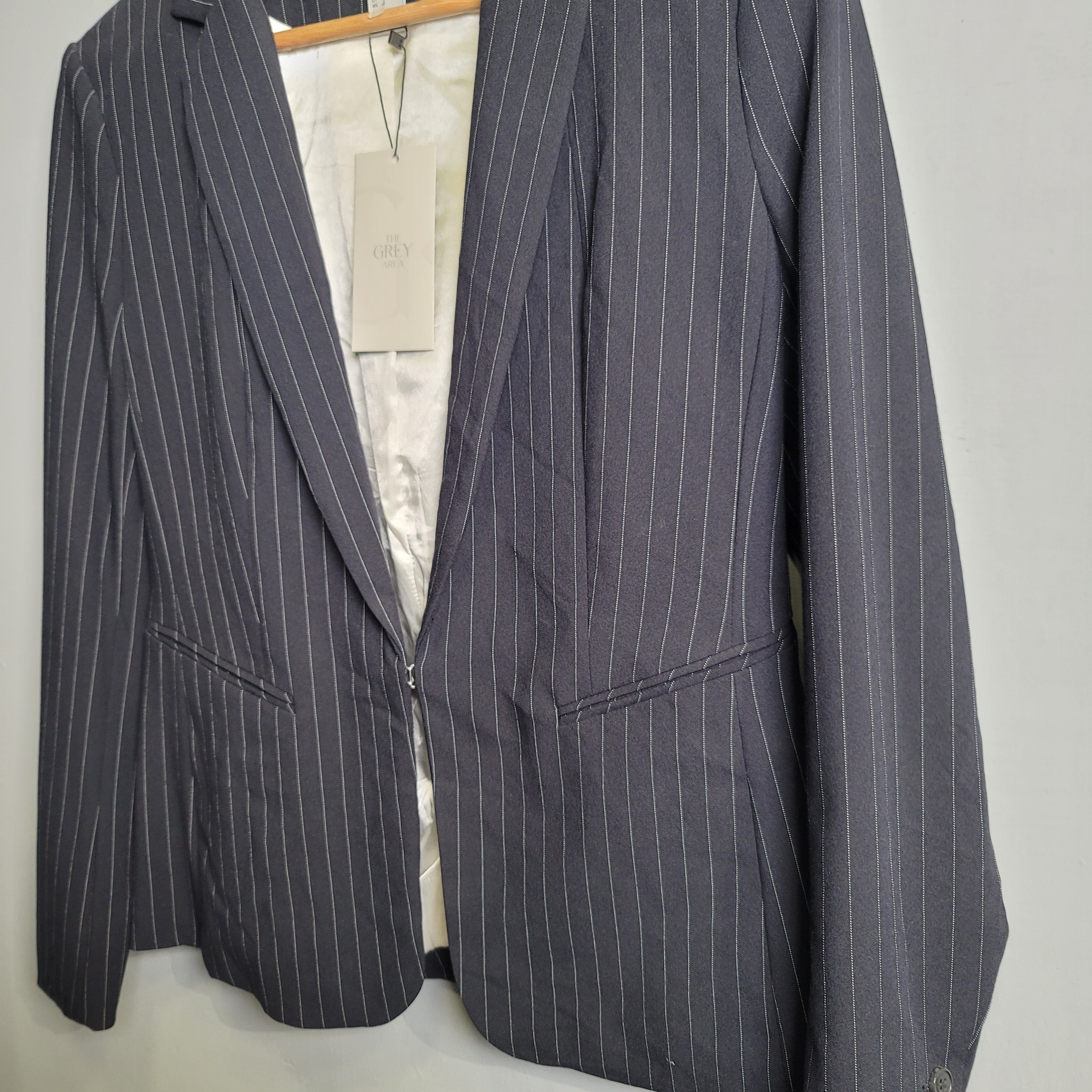 Black Pin striped Blazer (H&M) - THE GREY AREA