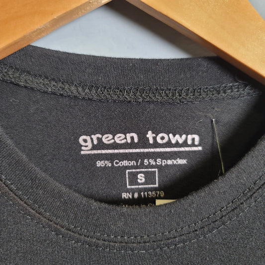 Plain black full sleeves T-shirt (Green Town) - THE GREY AREA