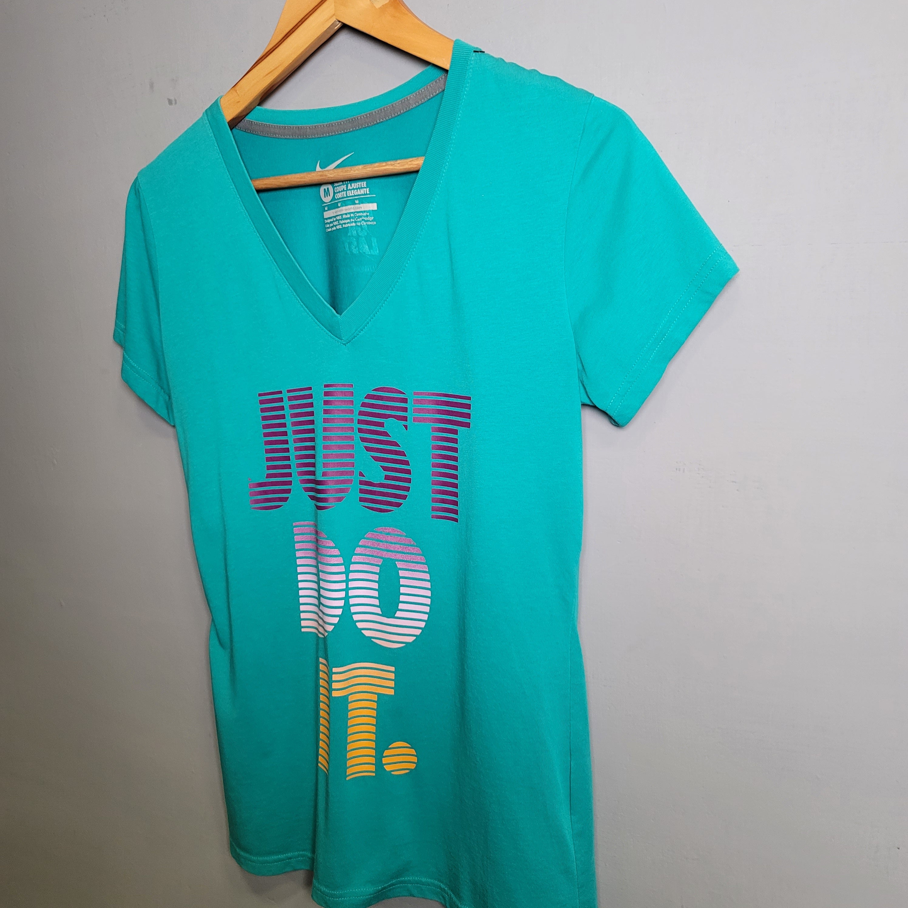 Sea Blue "Just Do It" Nike Sports Tshirt - THE GREY AREA