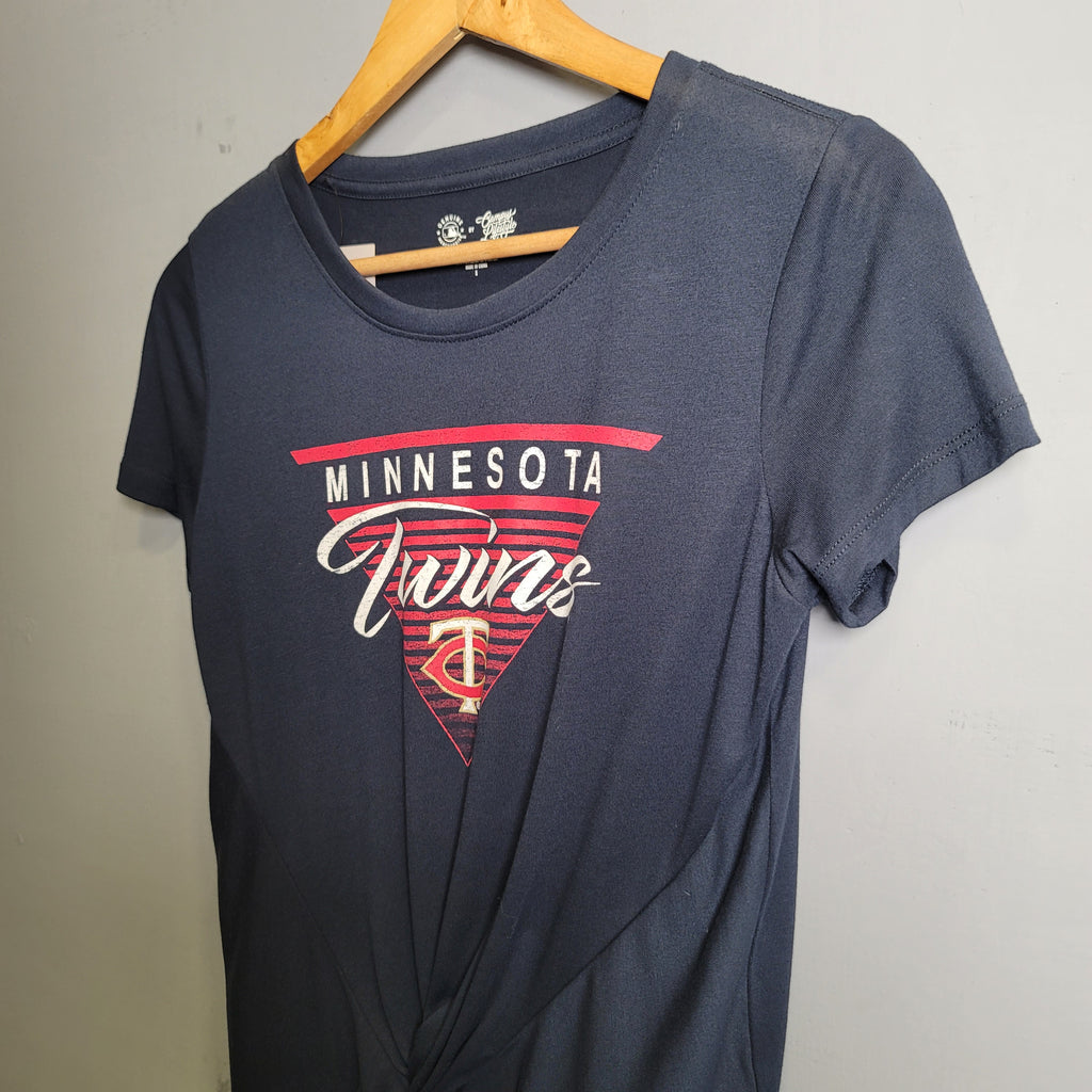 Navy Blue front knotted casusal Tshirt - THE GREY AREA
