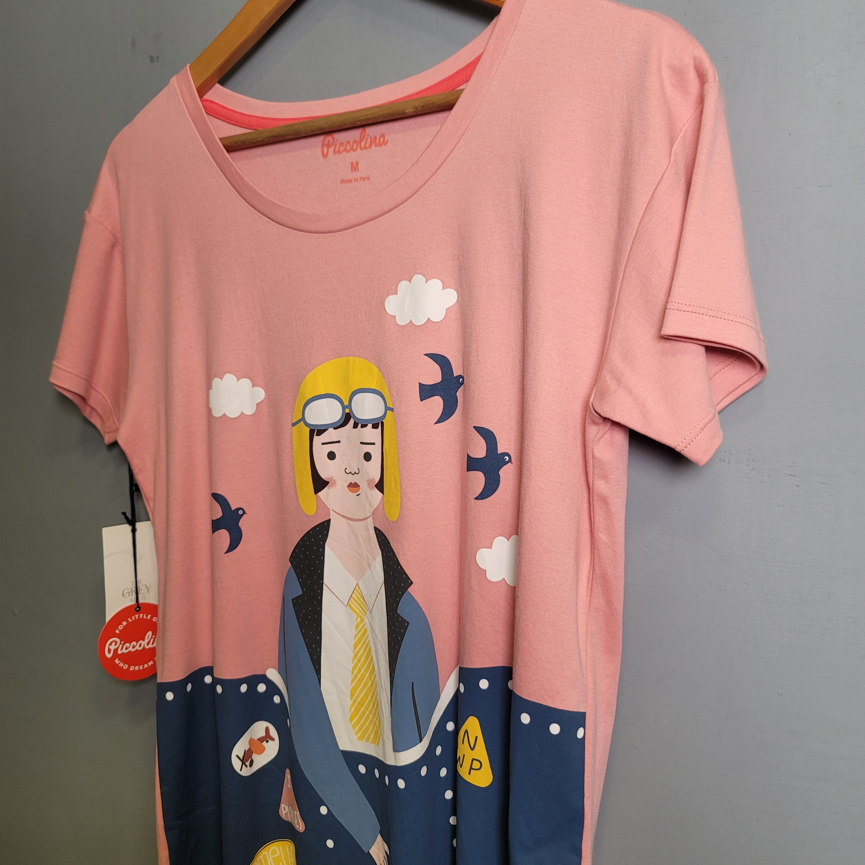 PINK "AMELIA EARHART PILOT"  Graphic Tshirt (Picolina) - THE GREY AREA