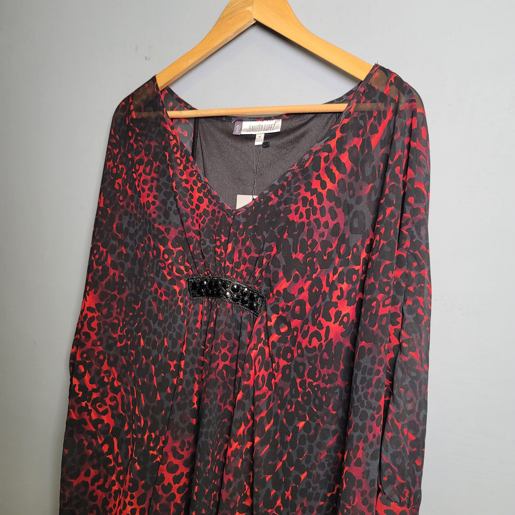Animal Print poncho top with gems (Jennifer Lopez) - THE GREY AREA