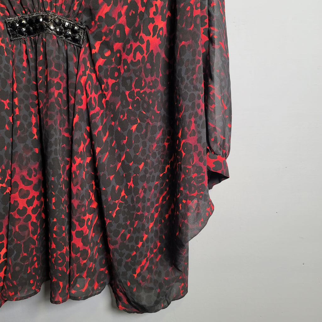 Animal Print poncho top with gems (Jennifer Lopez) - THE GREY AREA