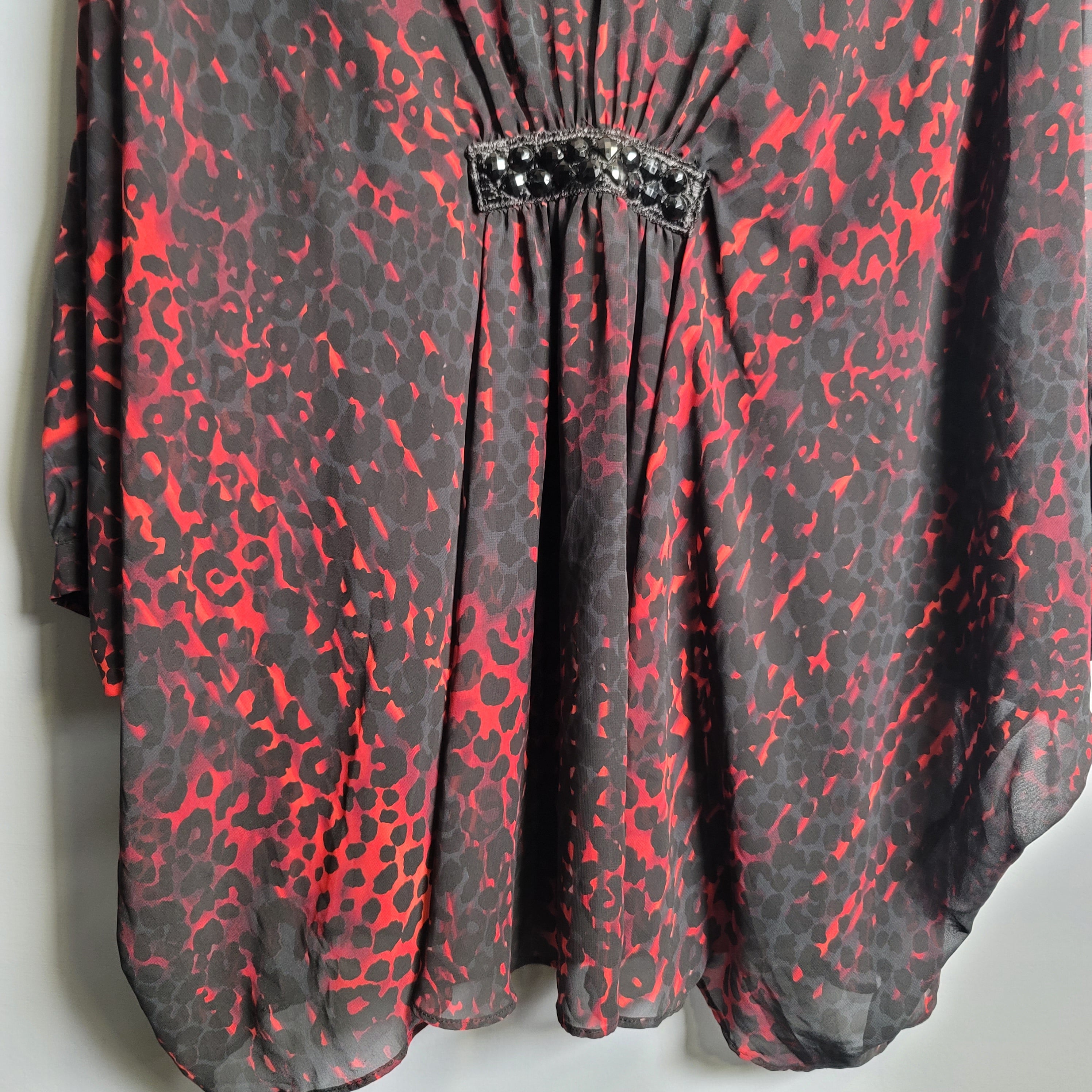 Animal Print poncho top with gems (Jennifer Lopez) - THE GREY AREA