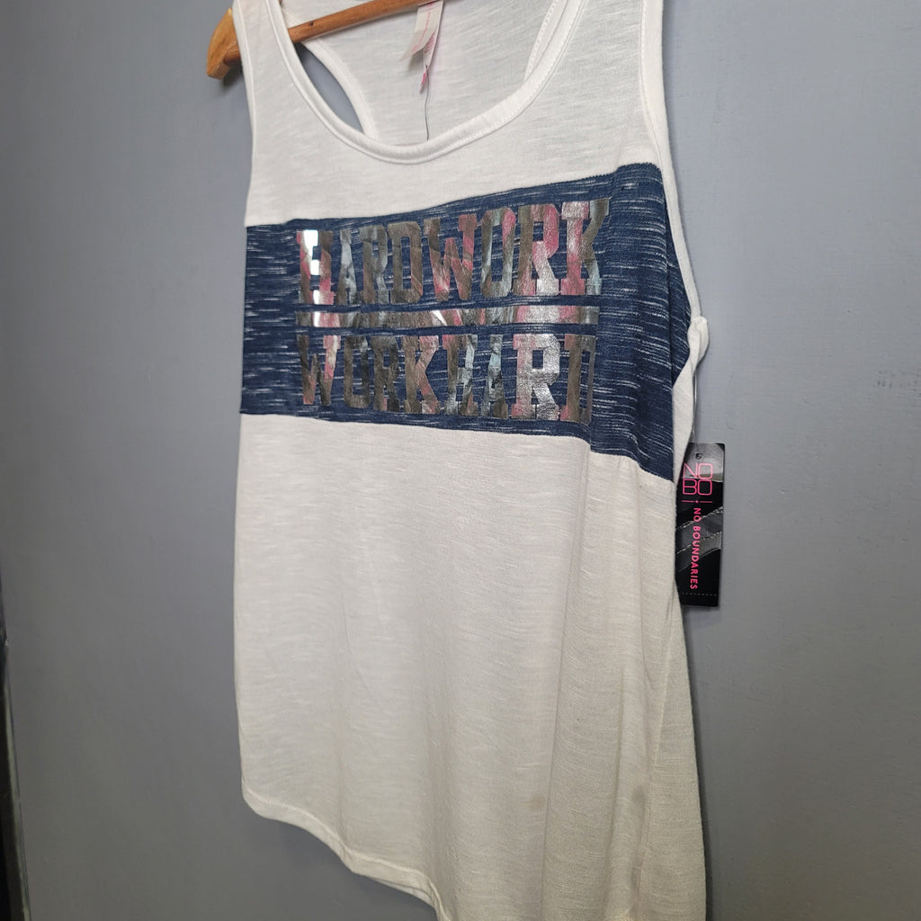 White "Hardwork-Workhard" white Tanktop (No Boundaries) - THE GREY AREA