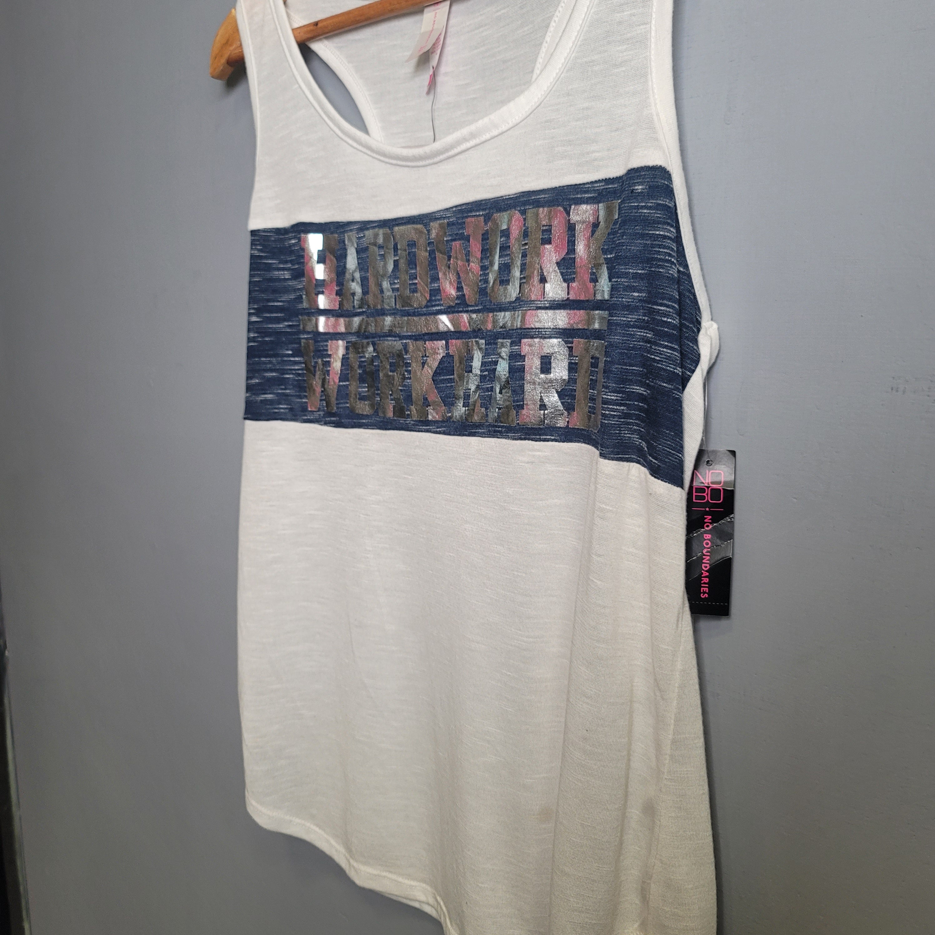 White "Hardwork-Workhard" white Tanktop (No Boundaries) - THE GREY AREA