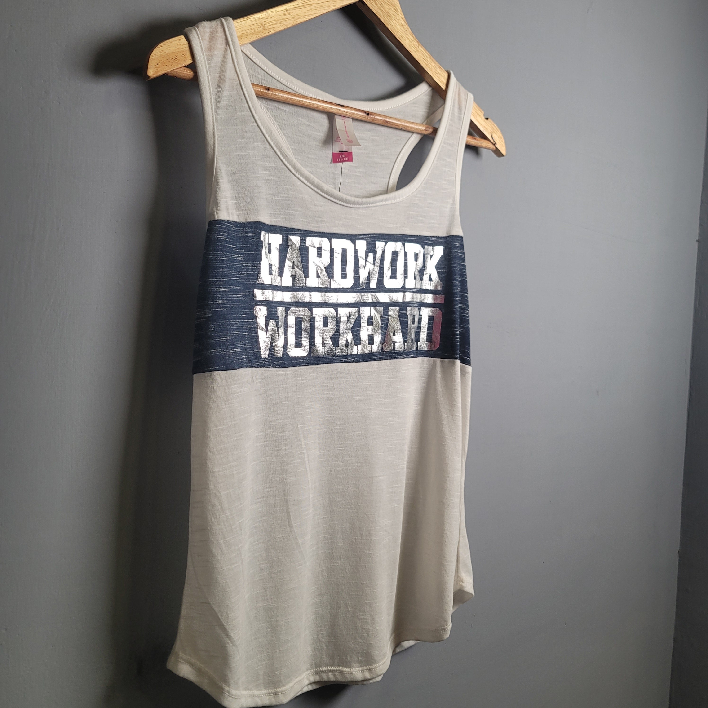 White "Hardwork-Workhard" white Tanktop (No Boundaries) - THE GREY AREA