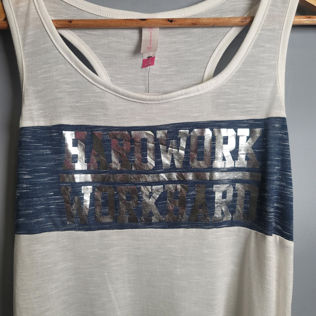 White "Hardwork-Workhard" white Tanktop (No Boundaries) - THE GREY AREA