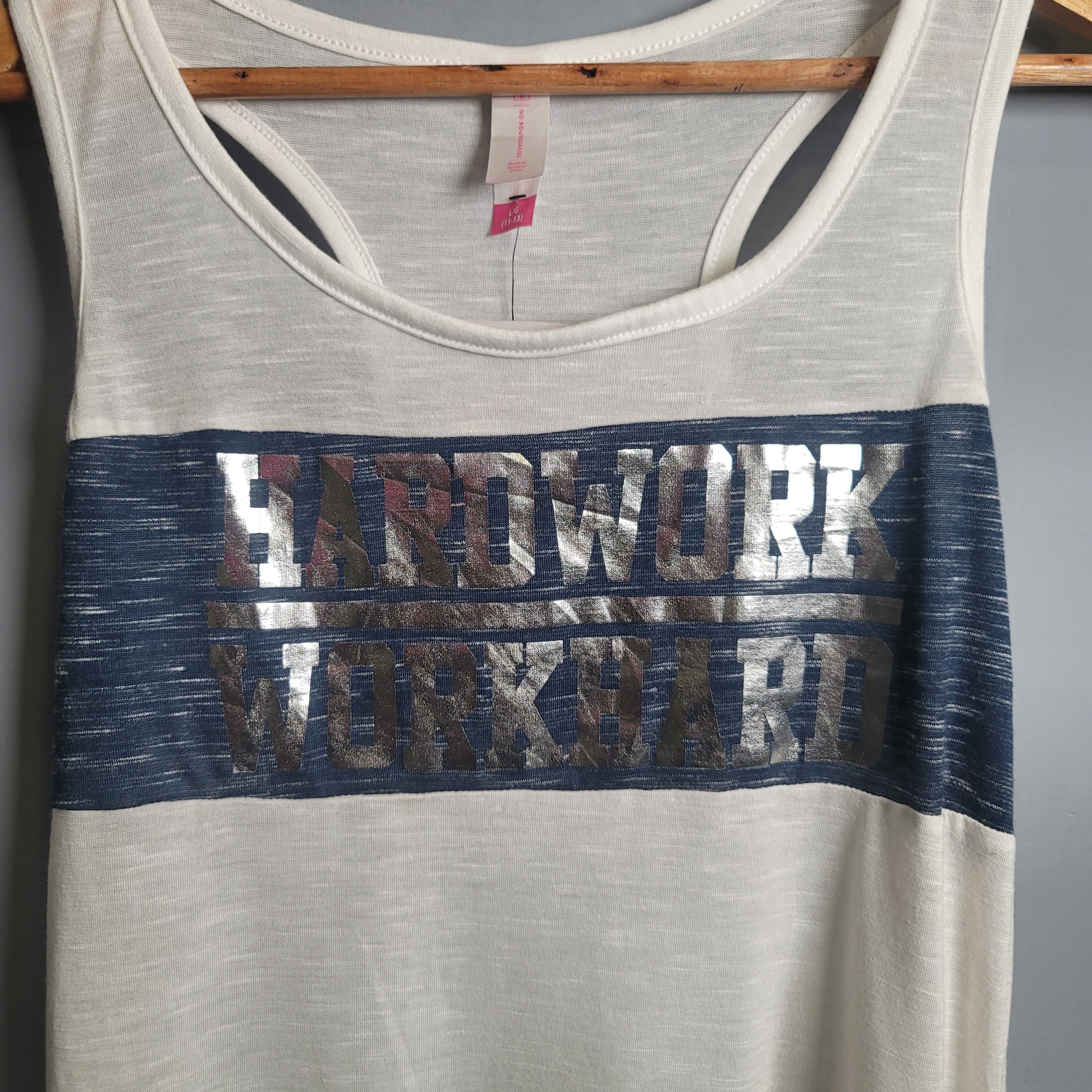 White "Hardwork-Workhard" white Tanktop (No Boundaries) - THE GREY AREA