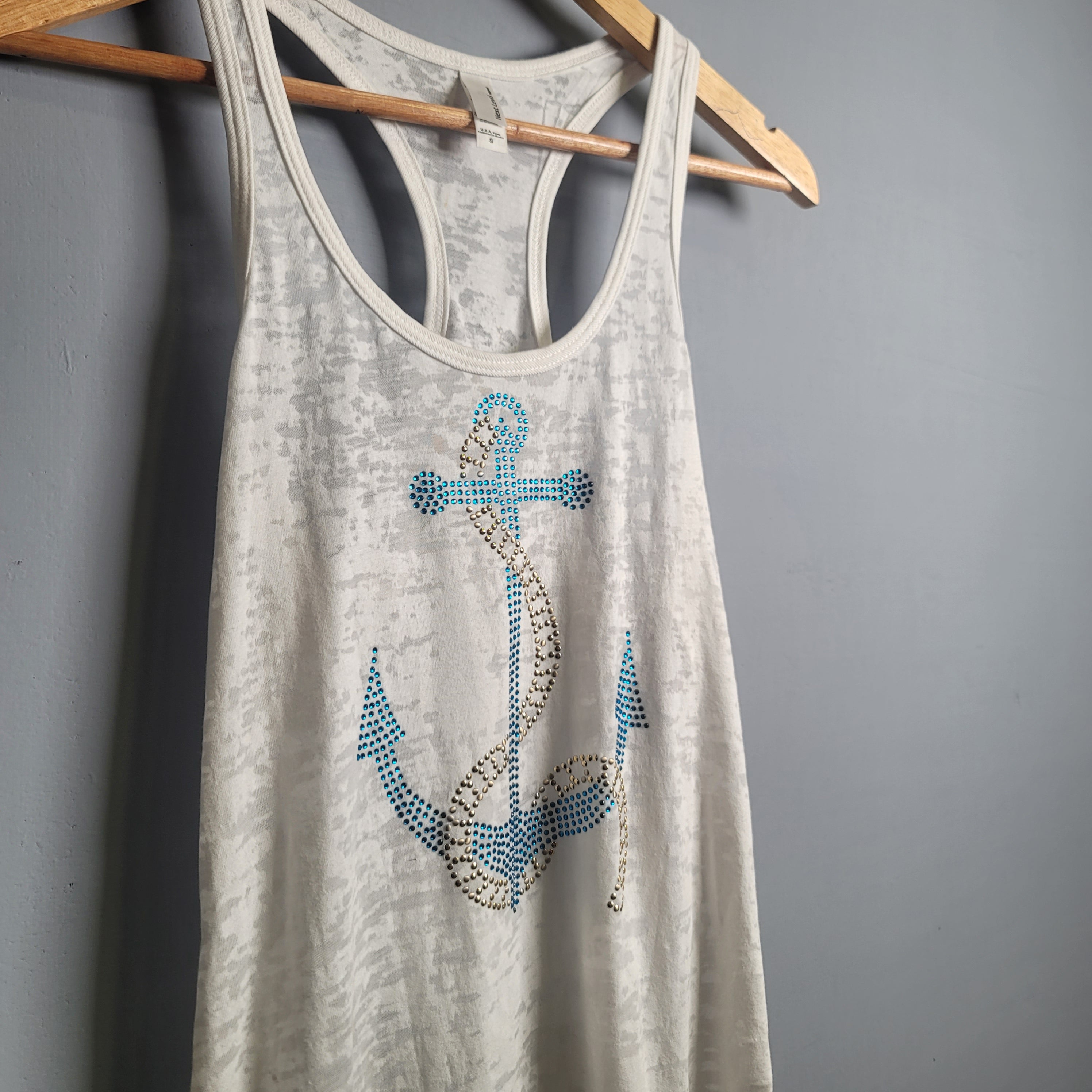 White Anchor Blingy casual Tanktop (Next Level) - THE GREY AREA