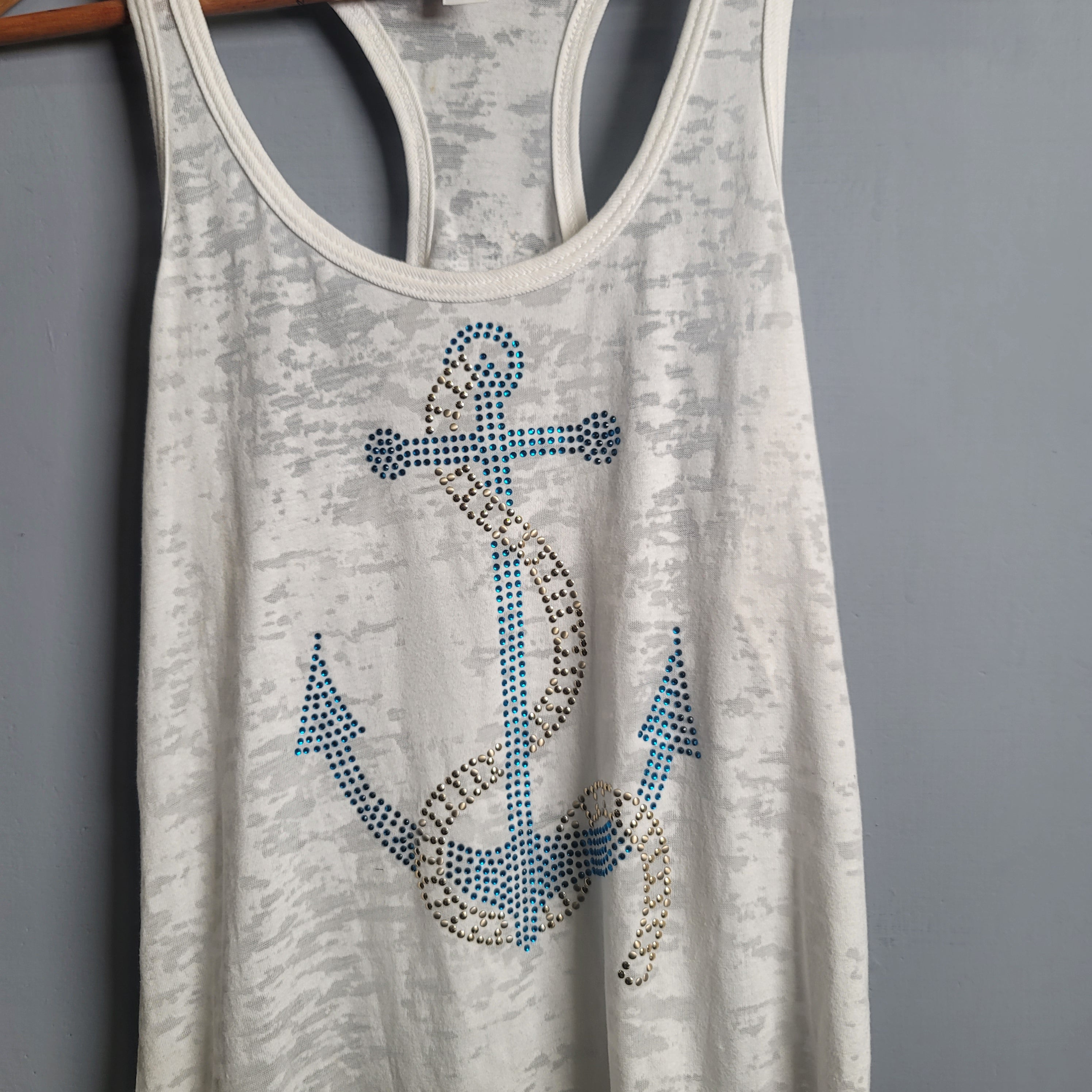 White Anchor Blingy casual Tanktop (Next Level) - THE GREY AREA