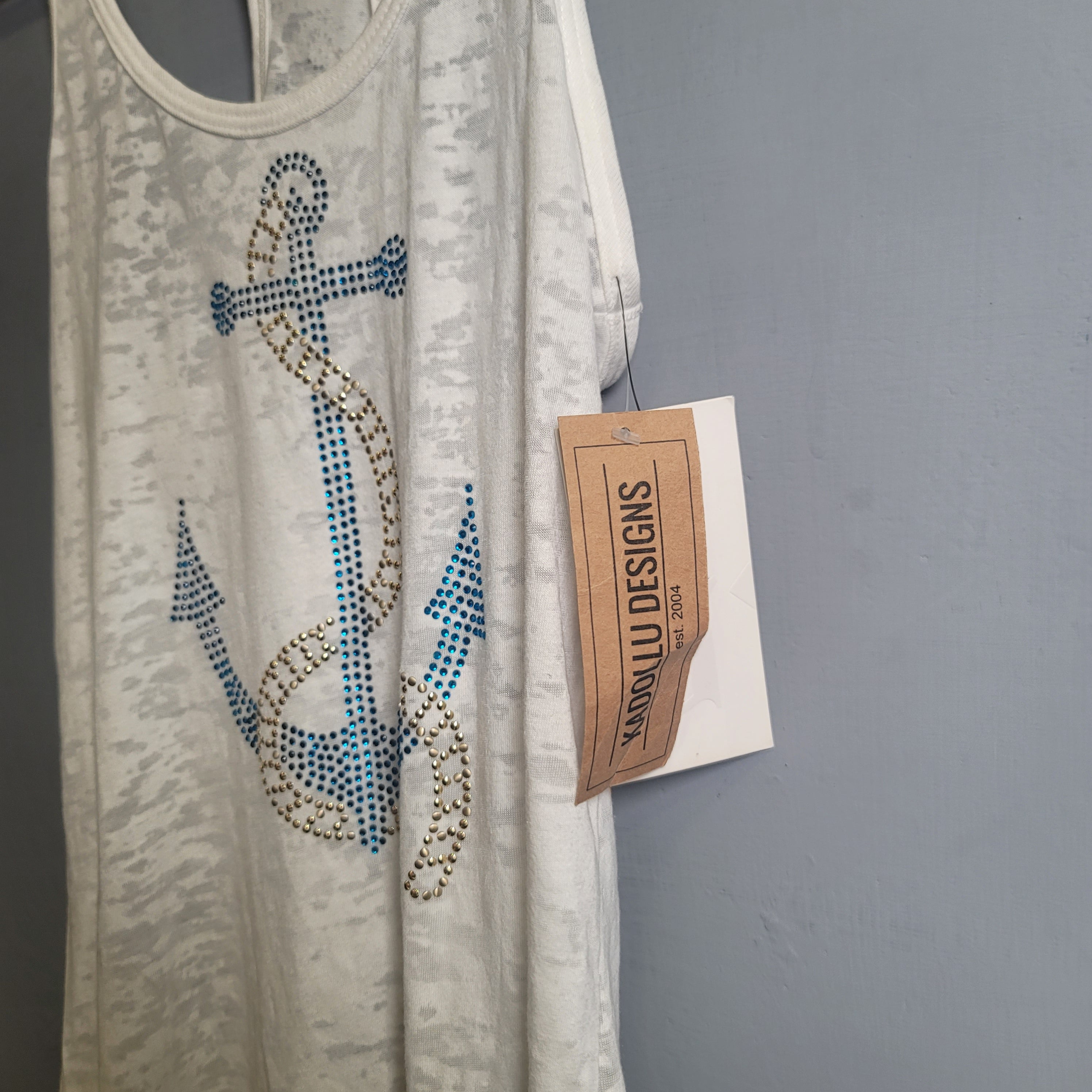 White Anchor Blingy casual Tanktop (Next Level) - THE GREY AREA