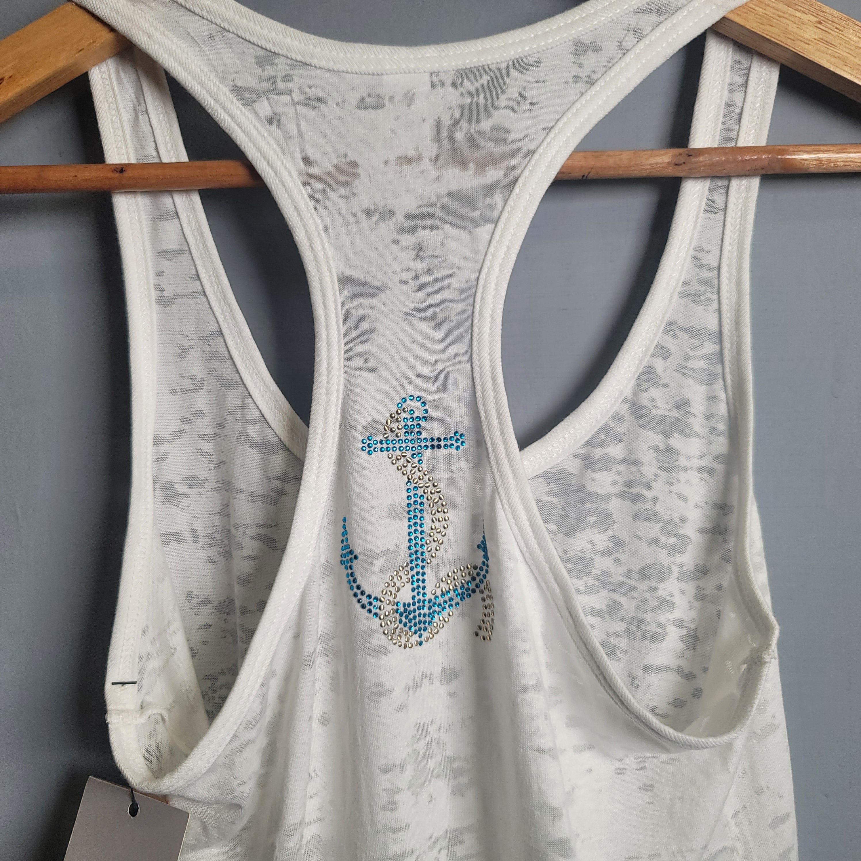White Anchor Blingy casual Tanktop (Next Level) - THE GREY AREA