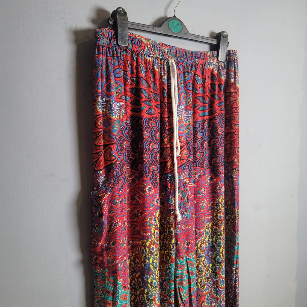 Smocked Waist Boho Peacock Harem Jumpsuit Pants (Lofbaz) - THE GREY AREA