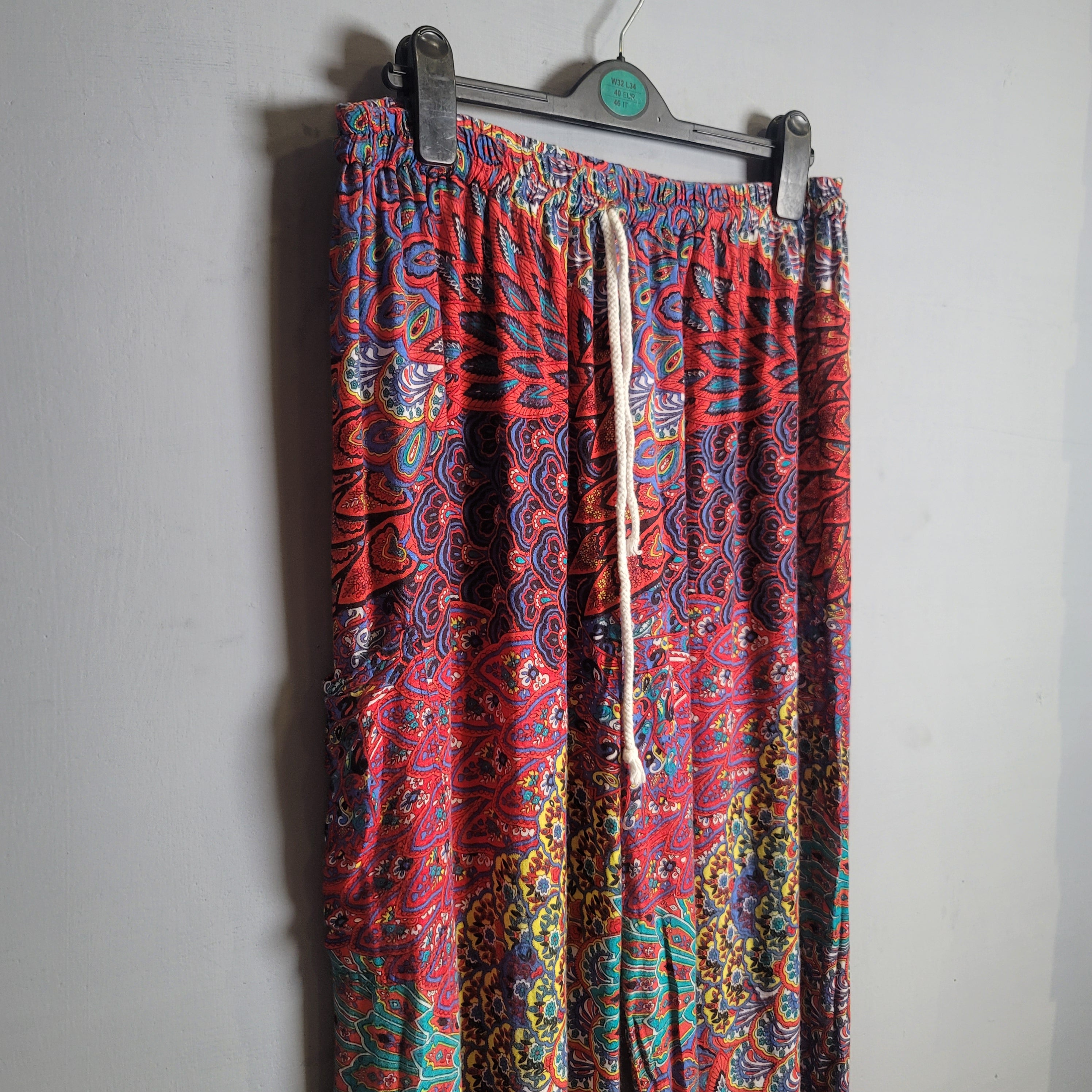 Smocked Waist Boho Peacock Harem Jumpsuit Pants (Lofbaz) - THE GREY AREA