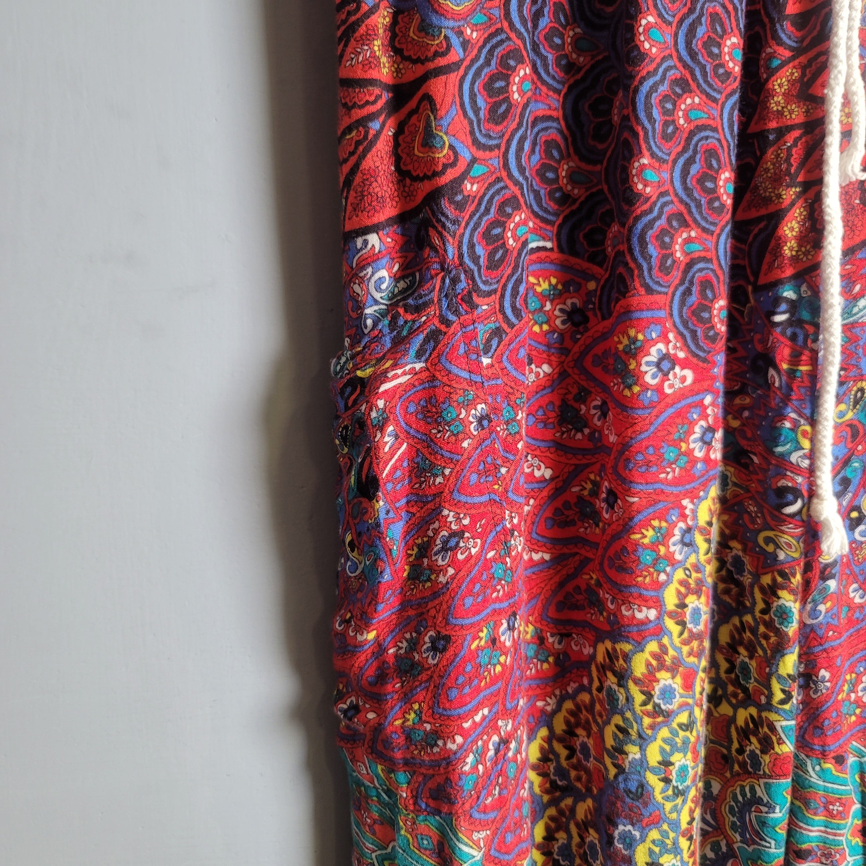 Smocked Waist Boho Peacock Harem Jumpsuit Pants (Lofbaz) - THE GREY AREA