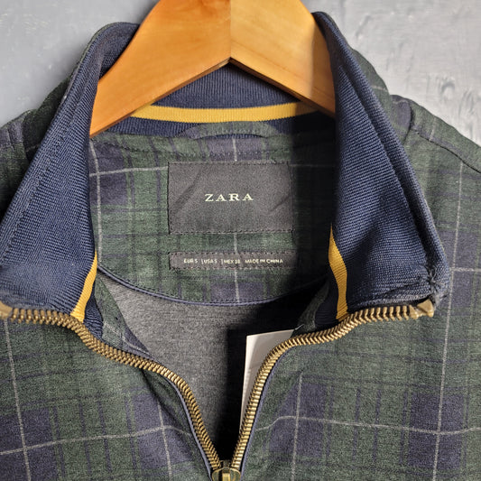 ZARA Man Men's Plaid Jacket Multicolor Zip Pockets Ribbed Cuffs - THE GREY AREA