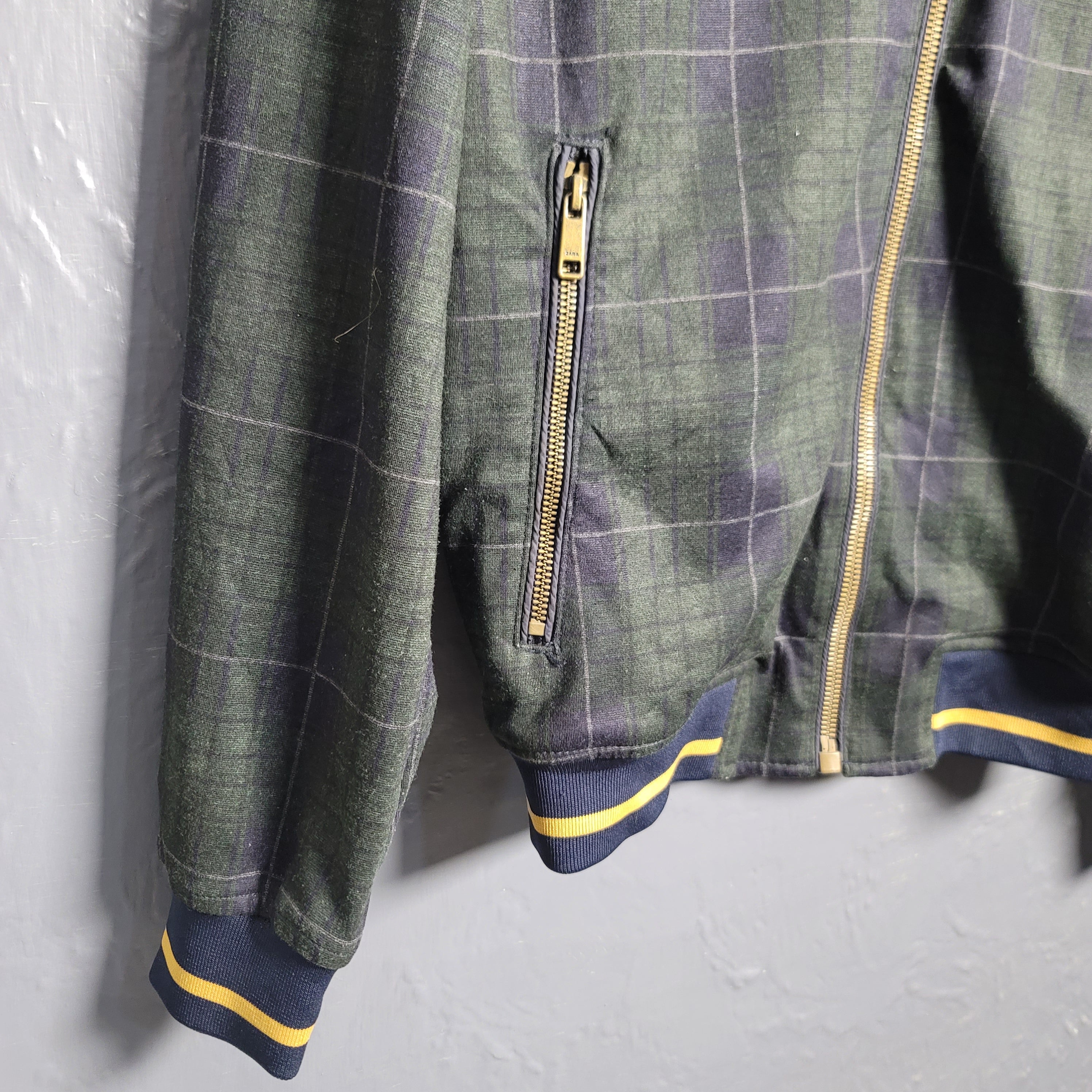 ZARA Man Men's Plaid Jacket Multicolor Zip Pockets Ribbed Cuffs - THE GREY AREA