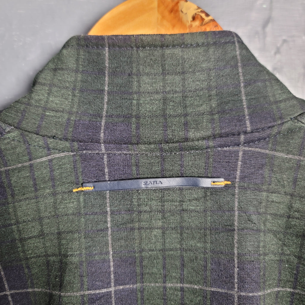 ZARA Man Men's Plaid Jacket Multicolor Zip Pockets Ribbed Cuffs - THE GREY AREA