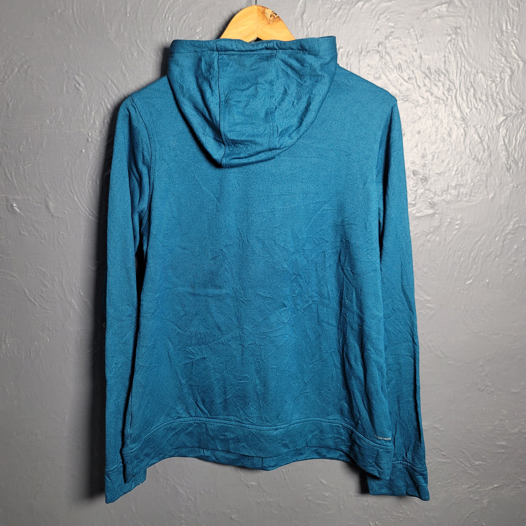 Adidas Sweatshirt Womens Large Blue Fleece Hoodie Climawarm Athleisure Lounge - THE GREY AREA