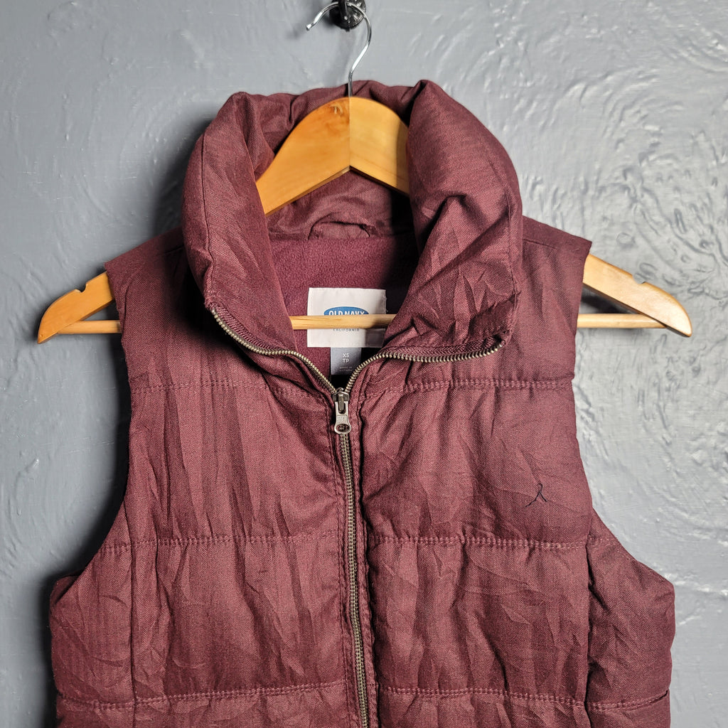 Old Navy Burgundy Red Puffer Vest (Unisex) - THE GREY AREA