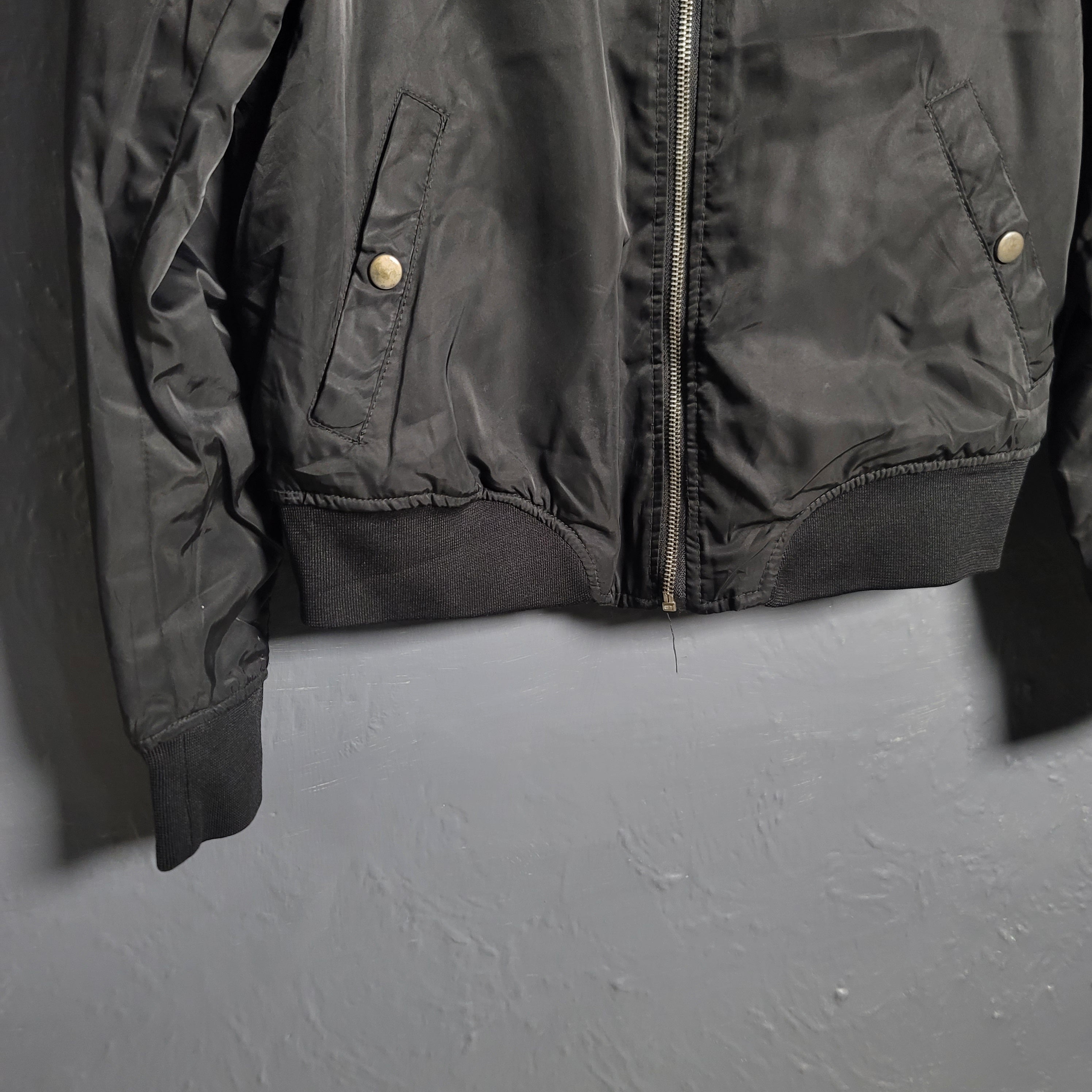 Black Pull& Bear Bomber jacket with flap pockets, ribbed trims and zip fastening (Unisex) - THE GREY AREA