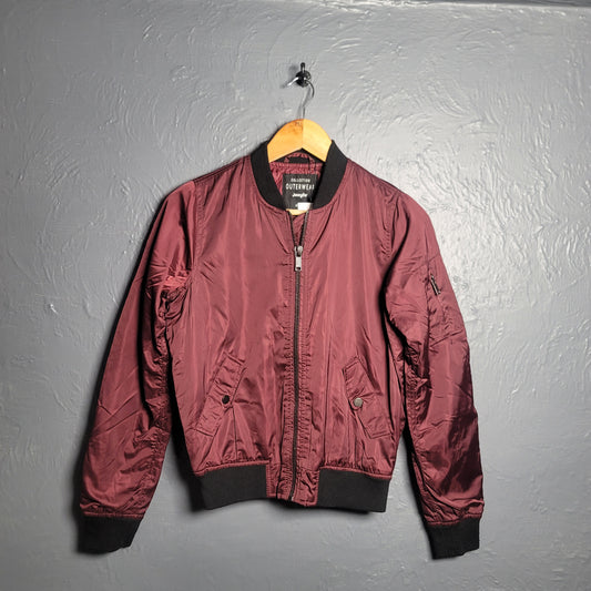 Burgundy Red Dual tone Bomber Jacket by Jennyfer - THE GREY AREA