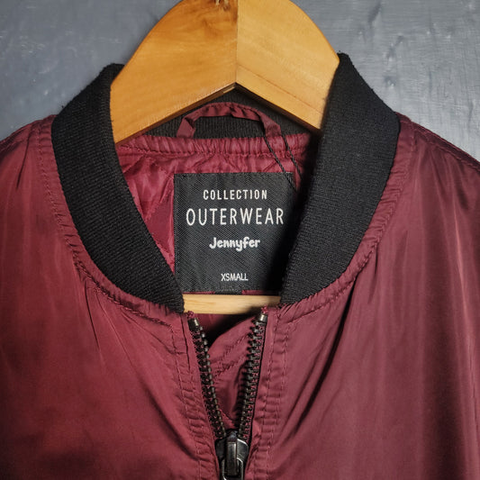 Burgundy Red Dual tone Bomber Jacket by Jennyfer - THE GREY AREA