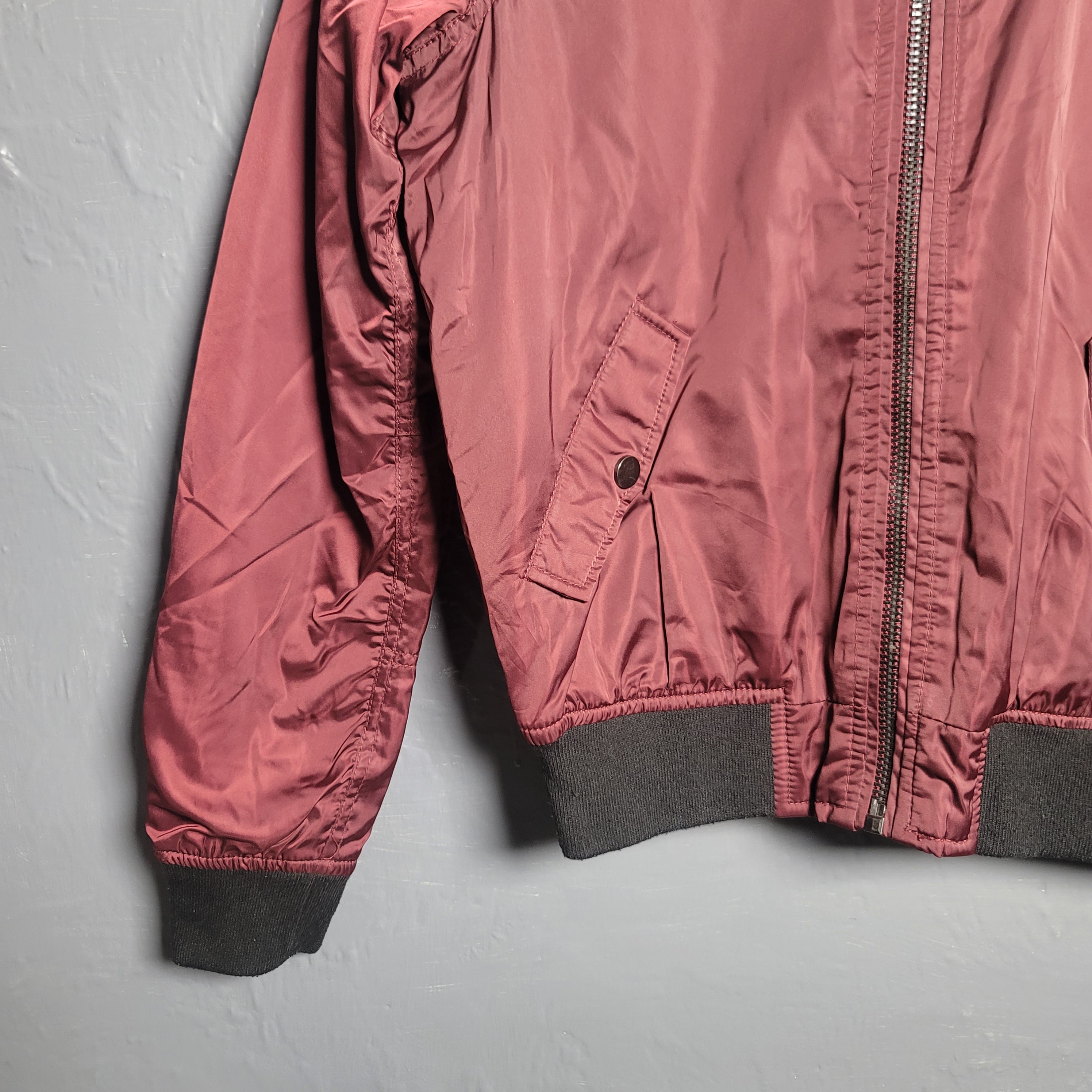 Burgundy Red Dual tone Bomber Jacket by Jennyfer - THE GREY AREA