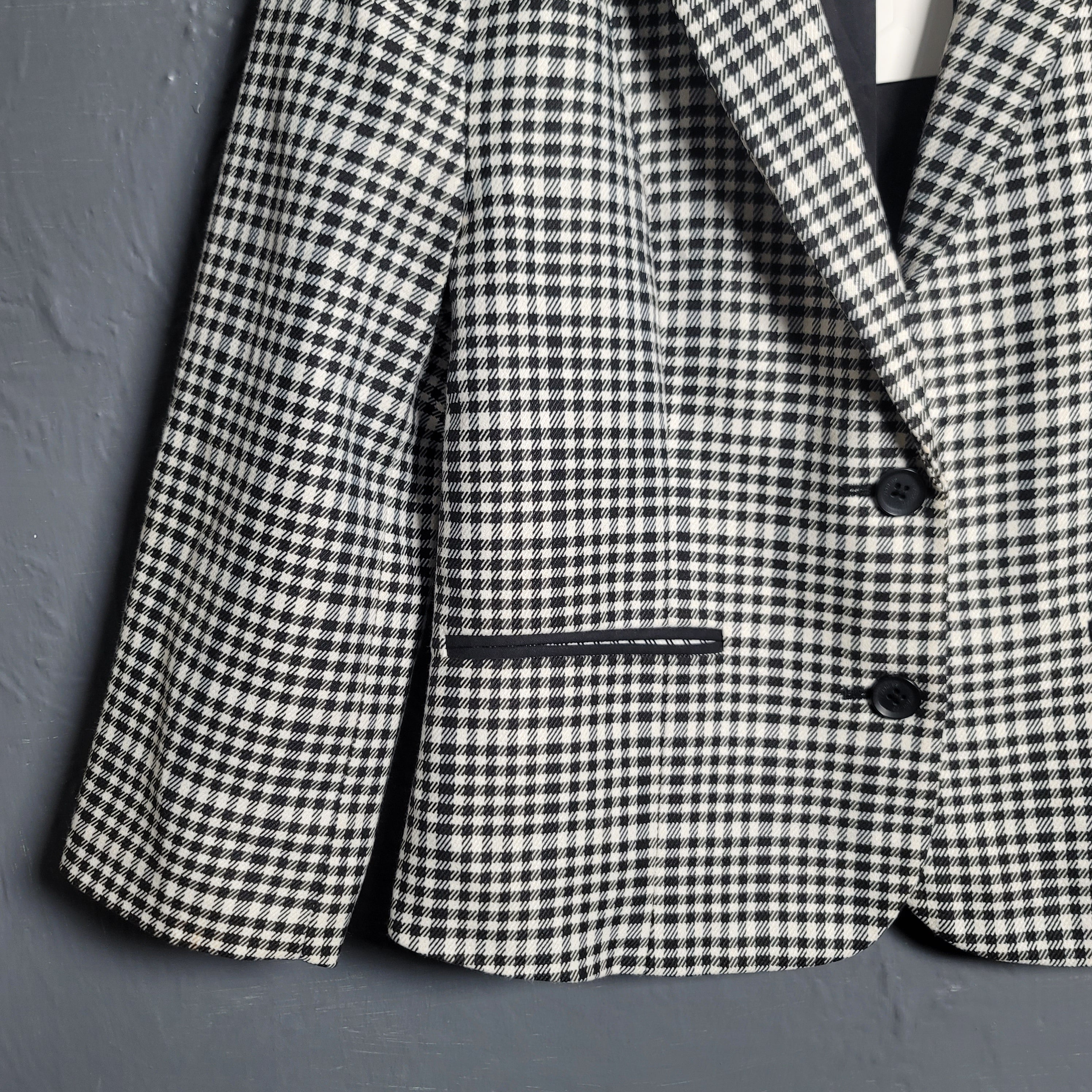 Express Black & White Plaid Cropped Blazer Jacket - THE GREY AREA