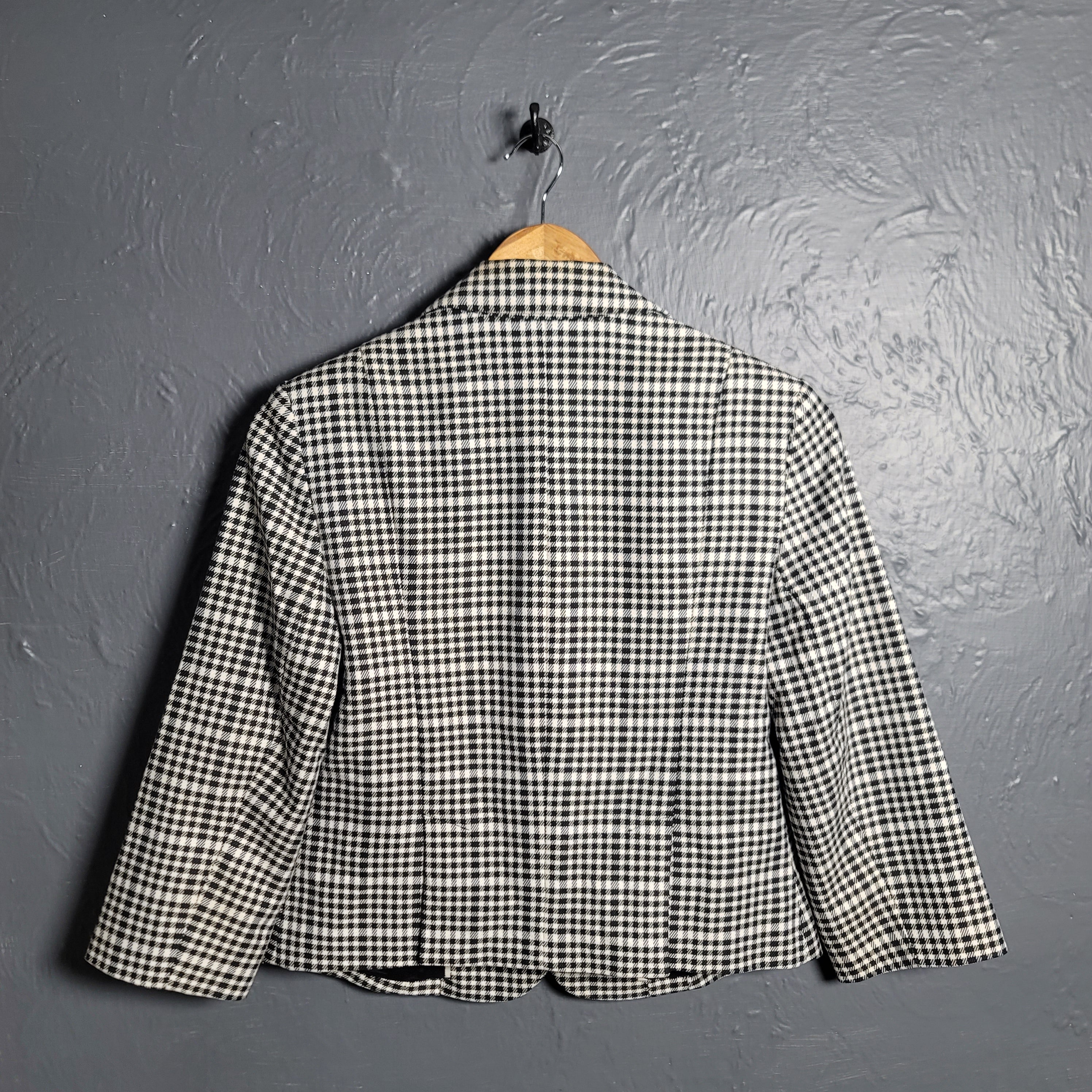 Express Black & White Plaid Cropped Blazer Jacket - THE GREY AREA
