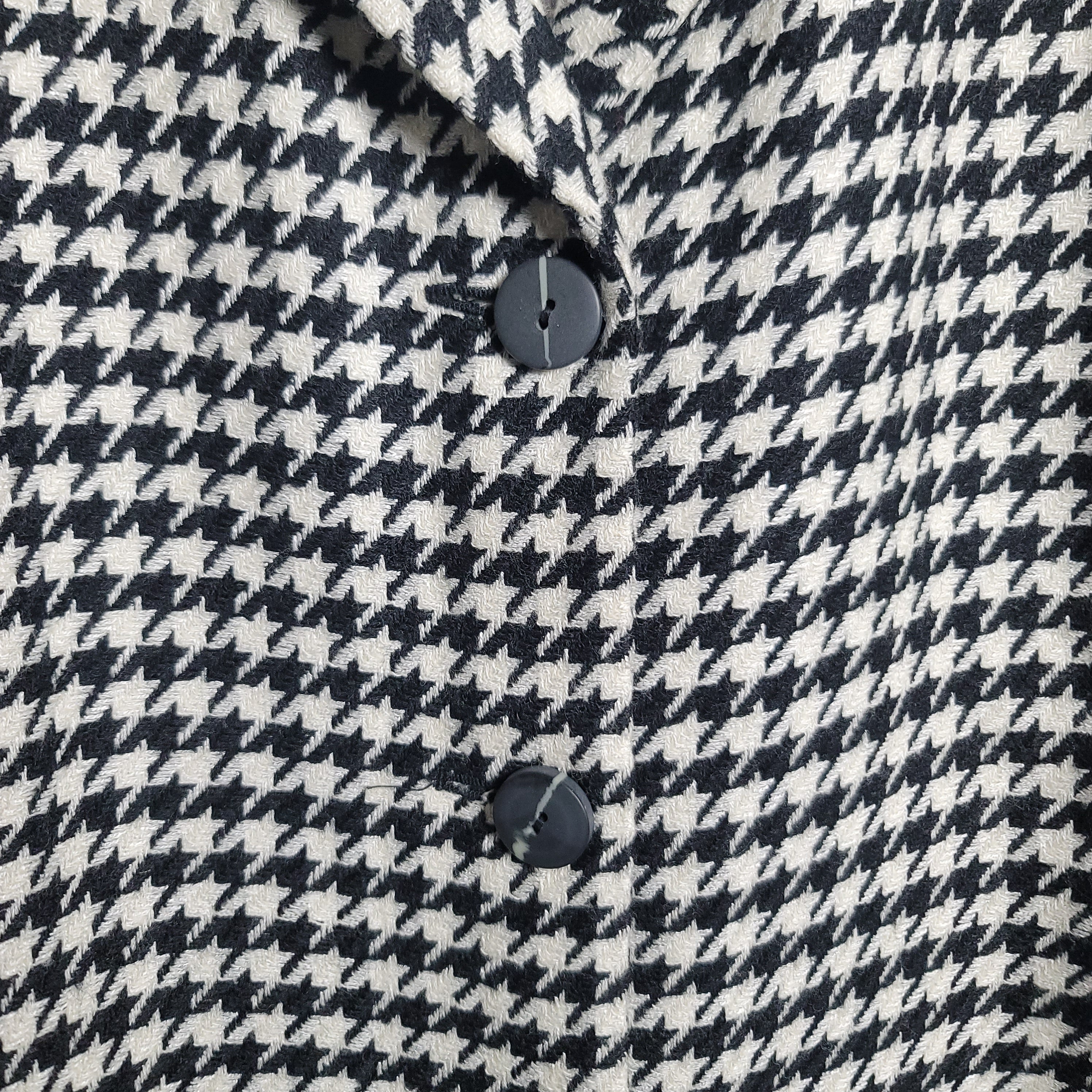 Vintage Liz Claiborne Black White Houndstooth Plaid Wool Blend Blazer - THE GREY AREA