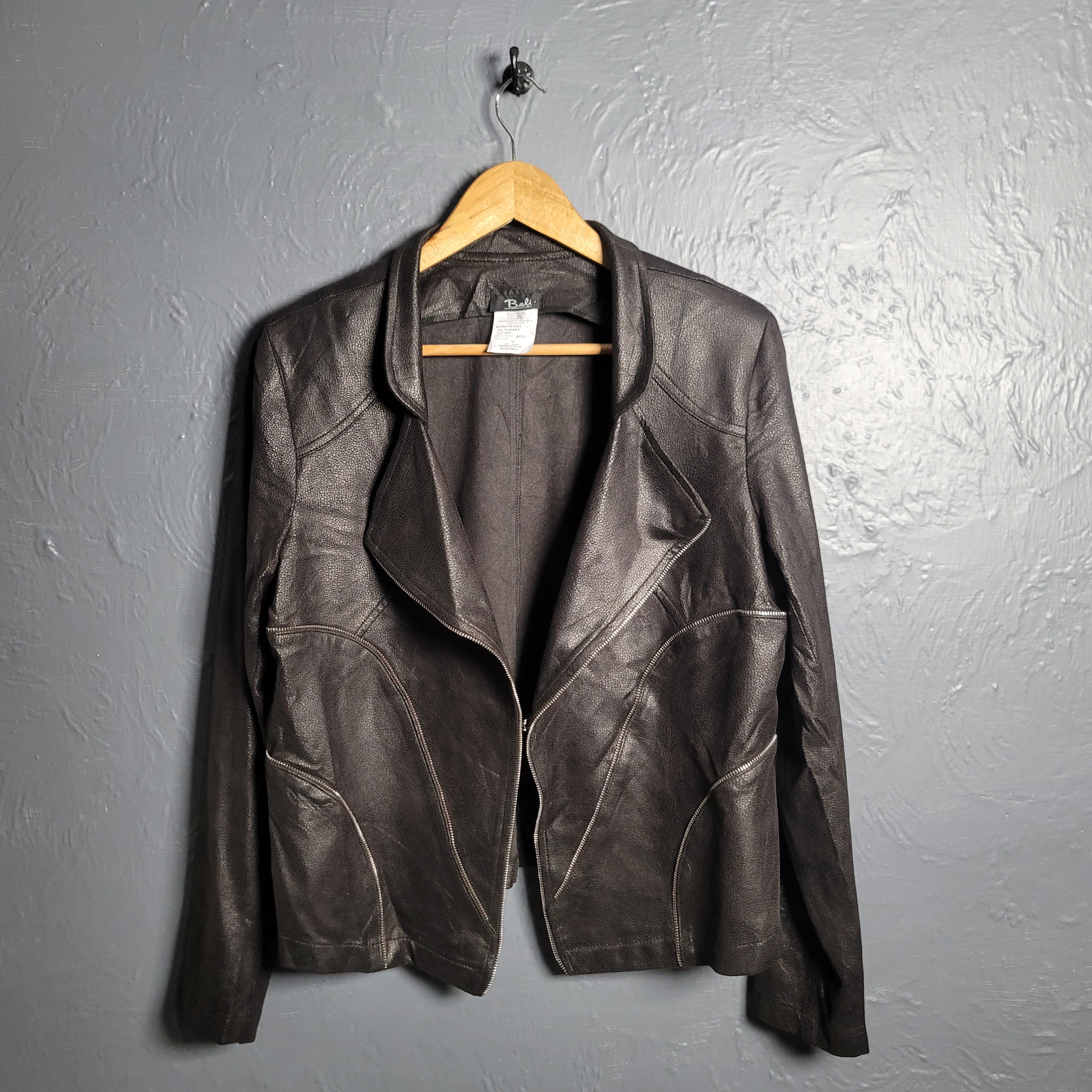 Women's Leather Asymmetrical Zip fashion jacket - THE GREY AREA