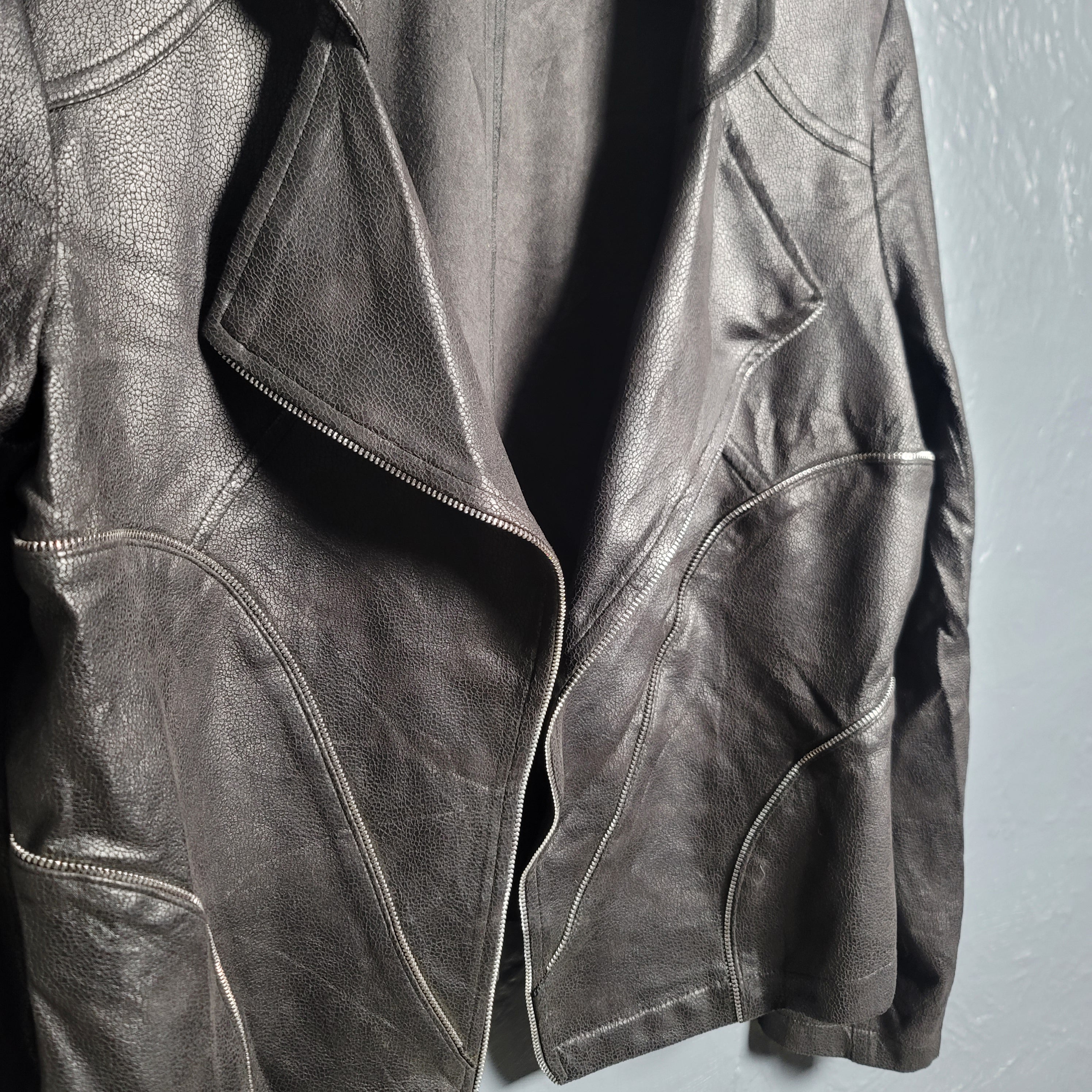 Women's Leather Asymmetrical Zip fashion jacket - THE GREY AREA