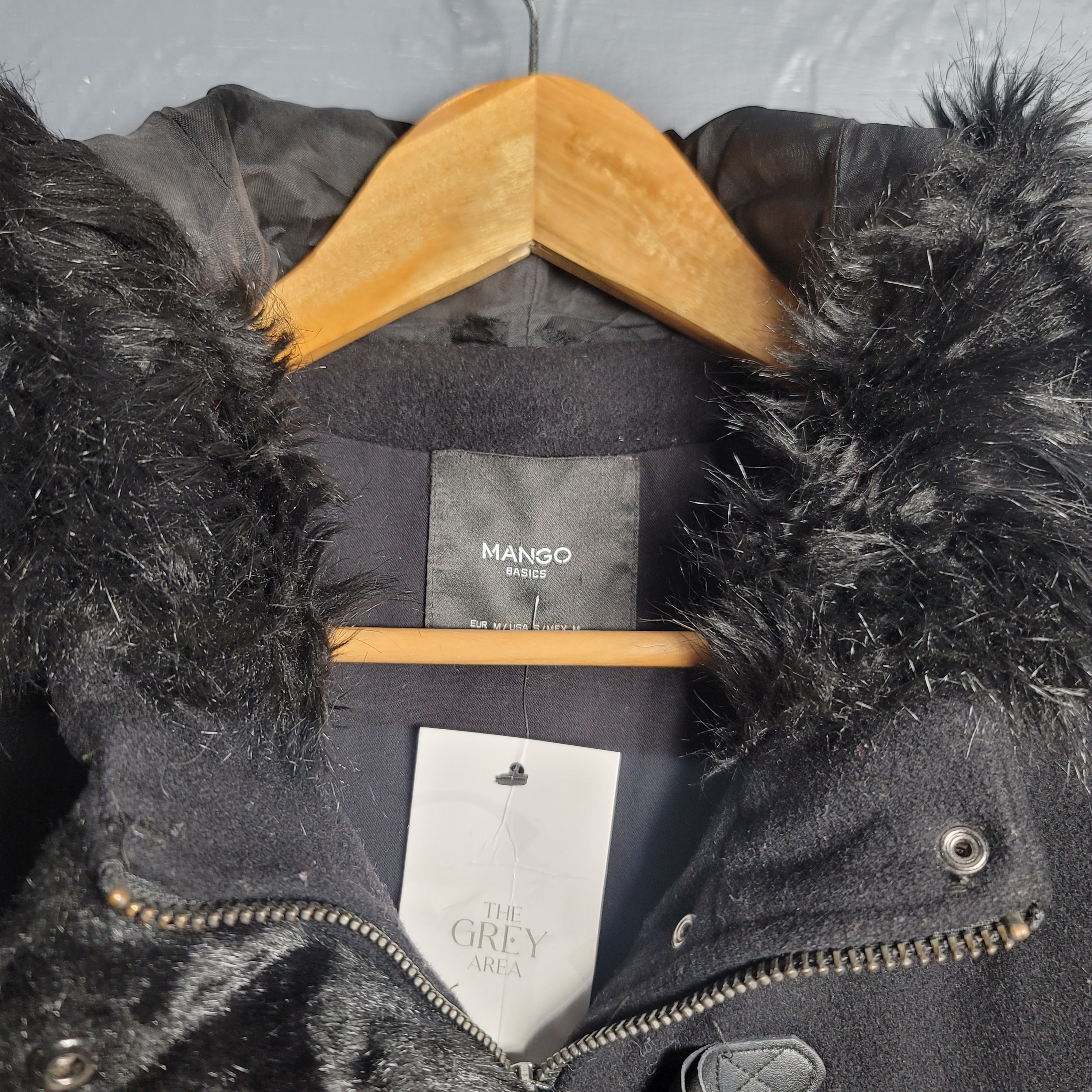 Women's Mango Faux Fur Hooded Wool Coat - THE GREY AREA