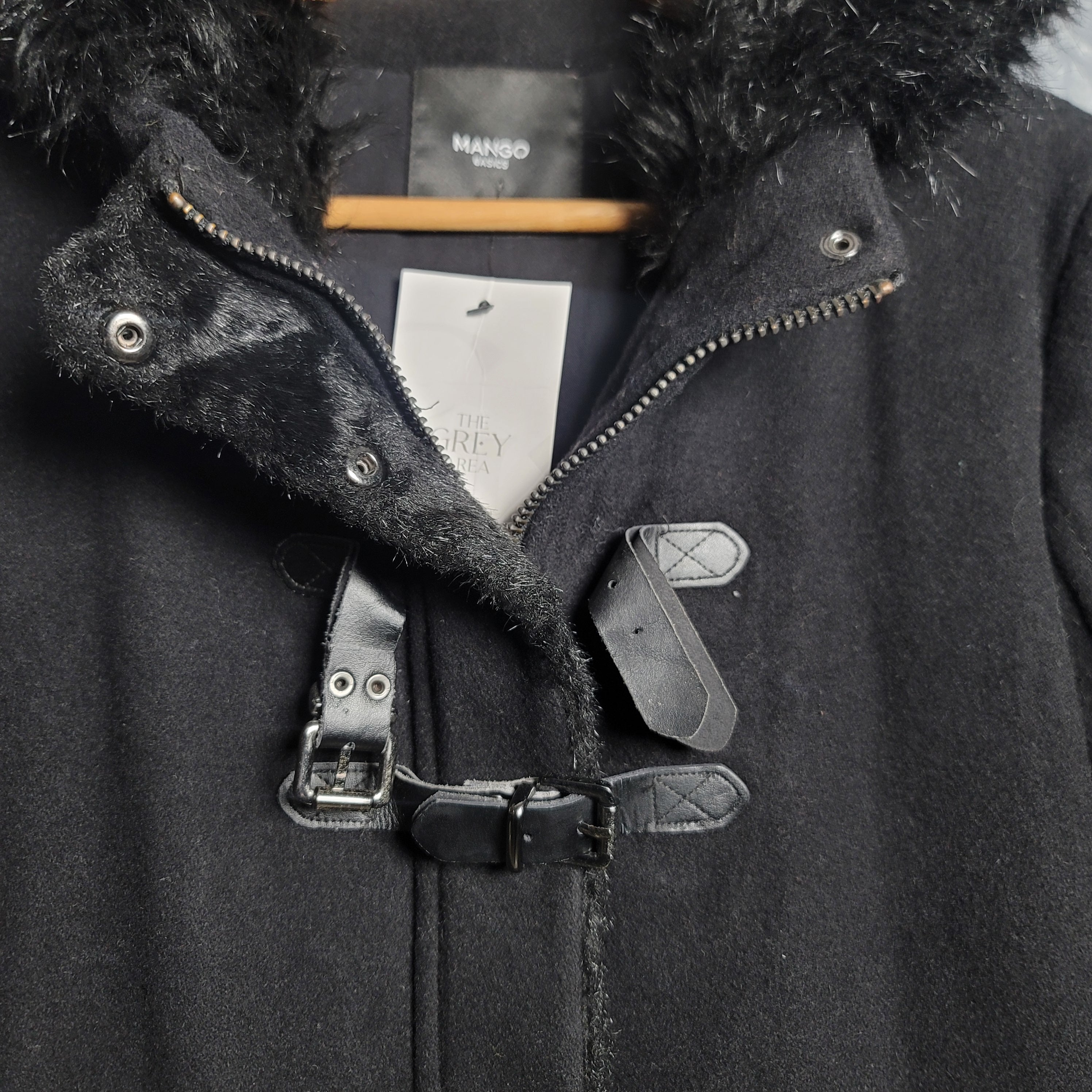 Women's Mango Faux Fur Hooded Wool Coat - THE GREY AREA