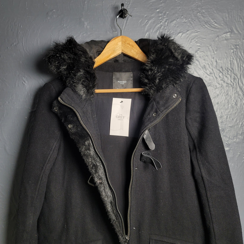 Women's Mango Faux Fur Hooded Wool Coat - THE GREY AREA