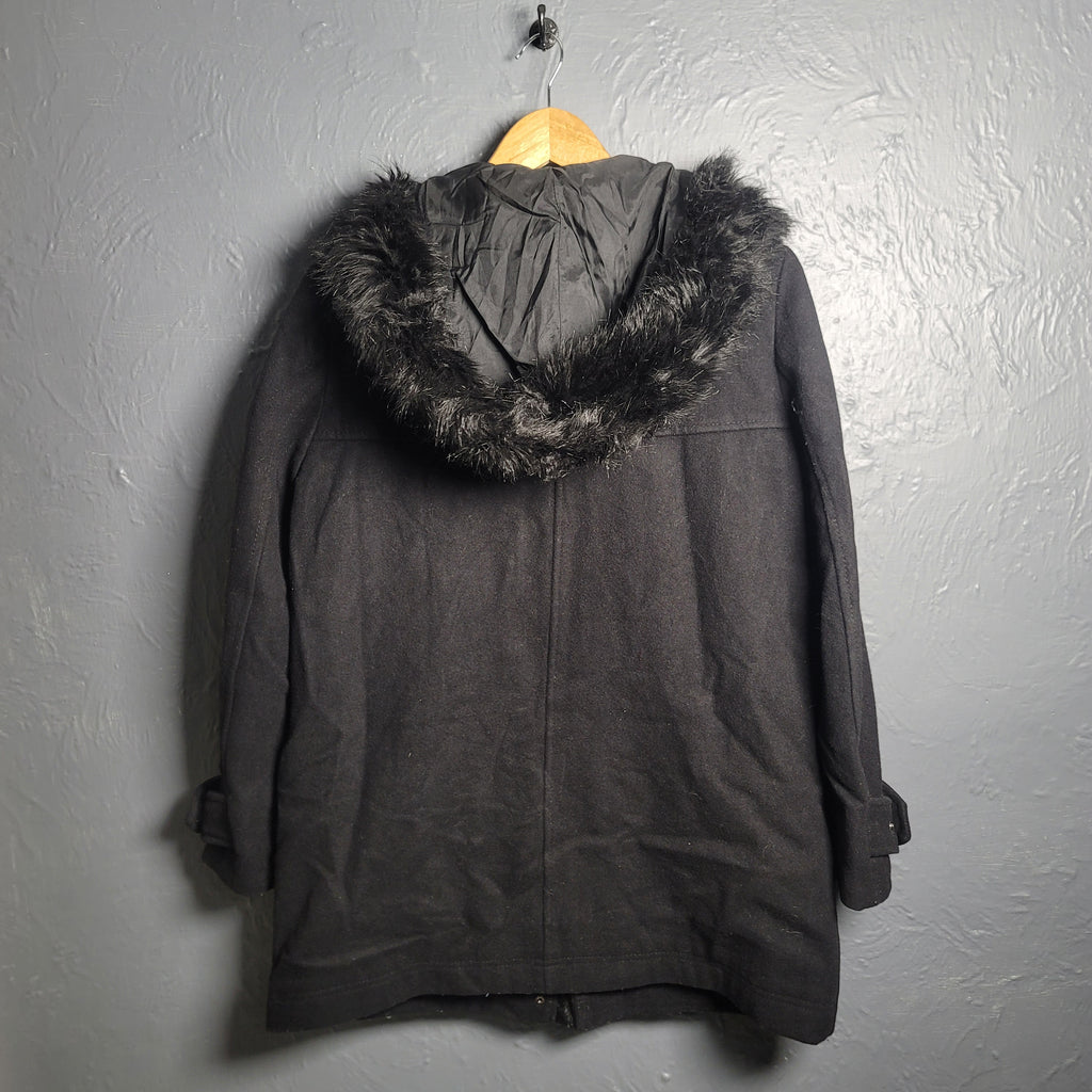 Women's Mango Faux Fur Hooded Wool Coat - THE GREY AREA