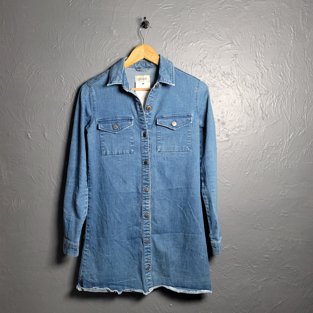 Blue Lightweight Denim Shirt Dress (Denim Co) - THE GREY AREA