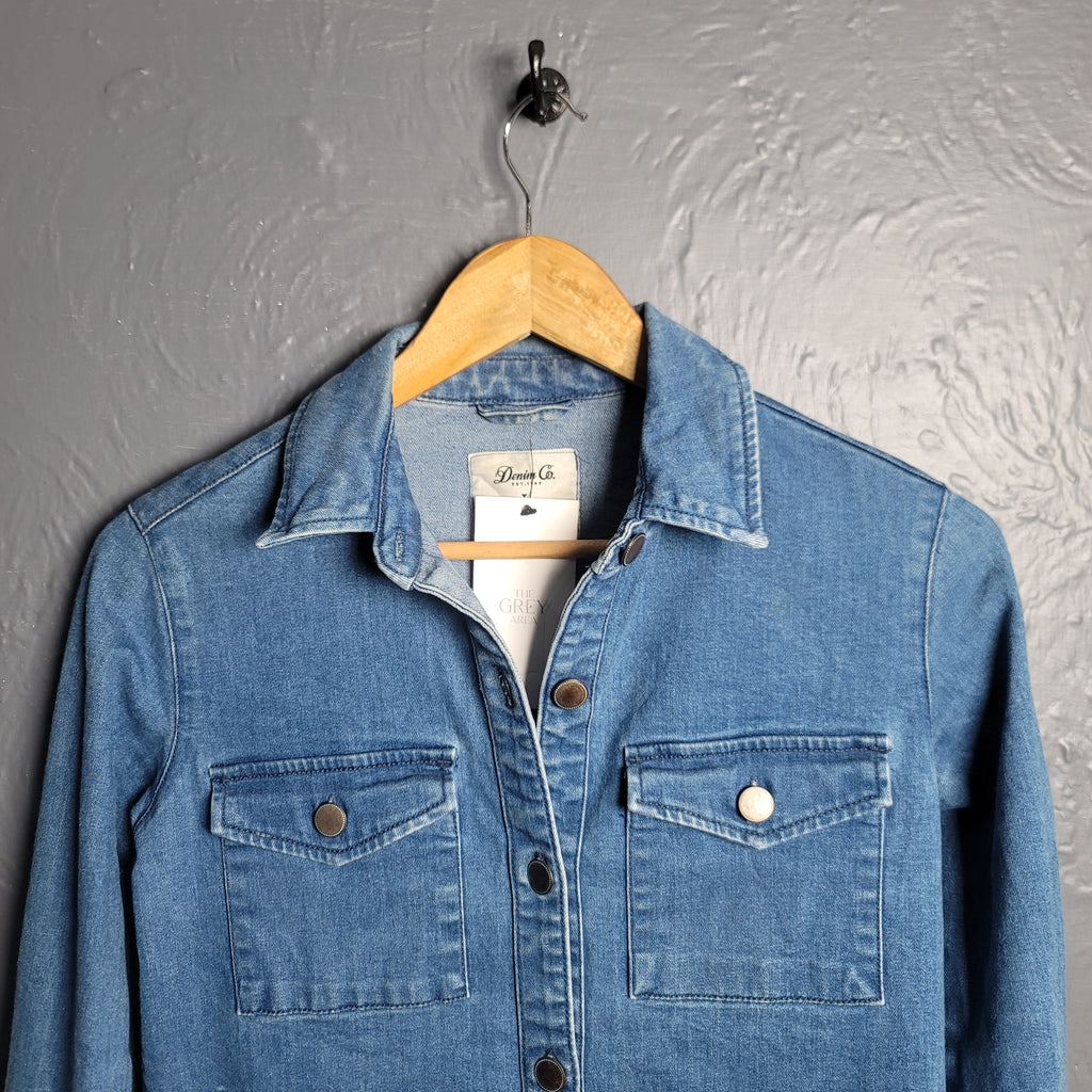 Blue Lightweight Denim Shirt Dress (Denim Co) - THE GREY AREA