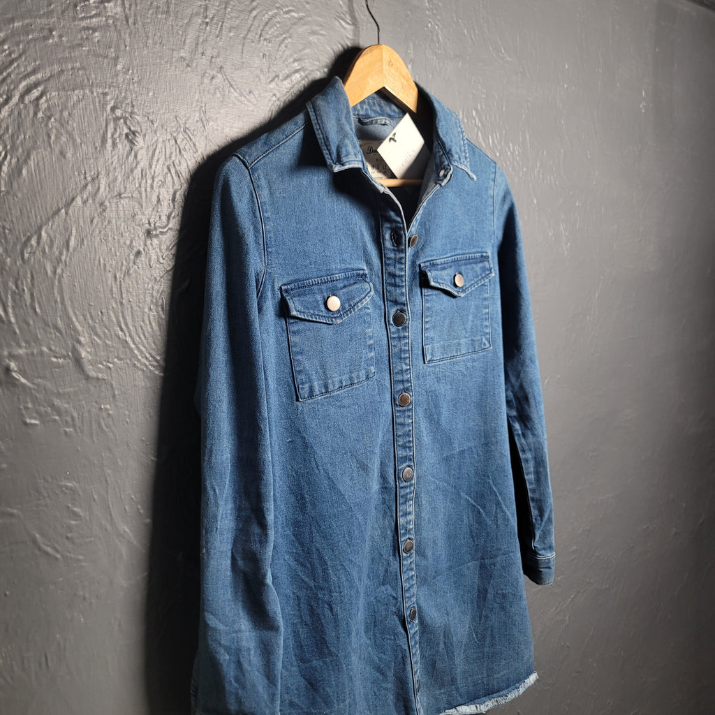 Blue Lightweight Denim Shirt Dress (Denim Co) - THE GREY AREA