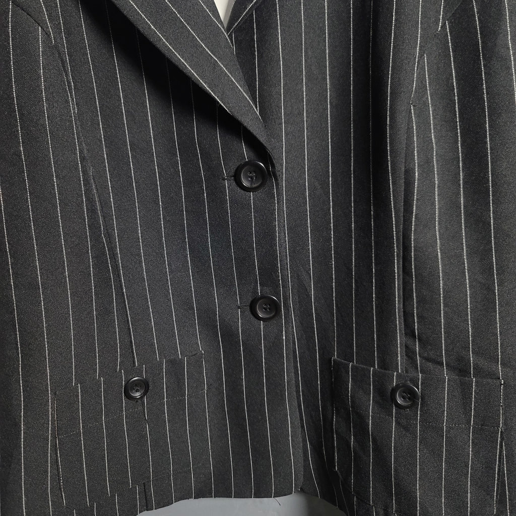 Women's Pride and joy cropped blazer jacket with white thread stripes - THE GREY AREA