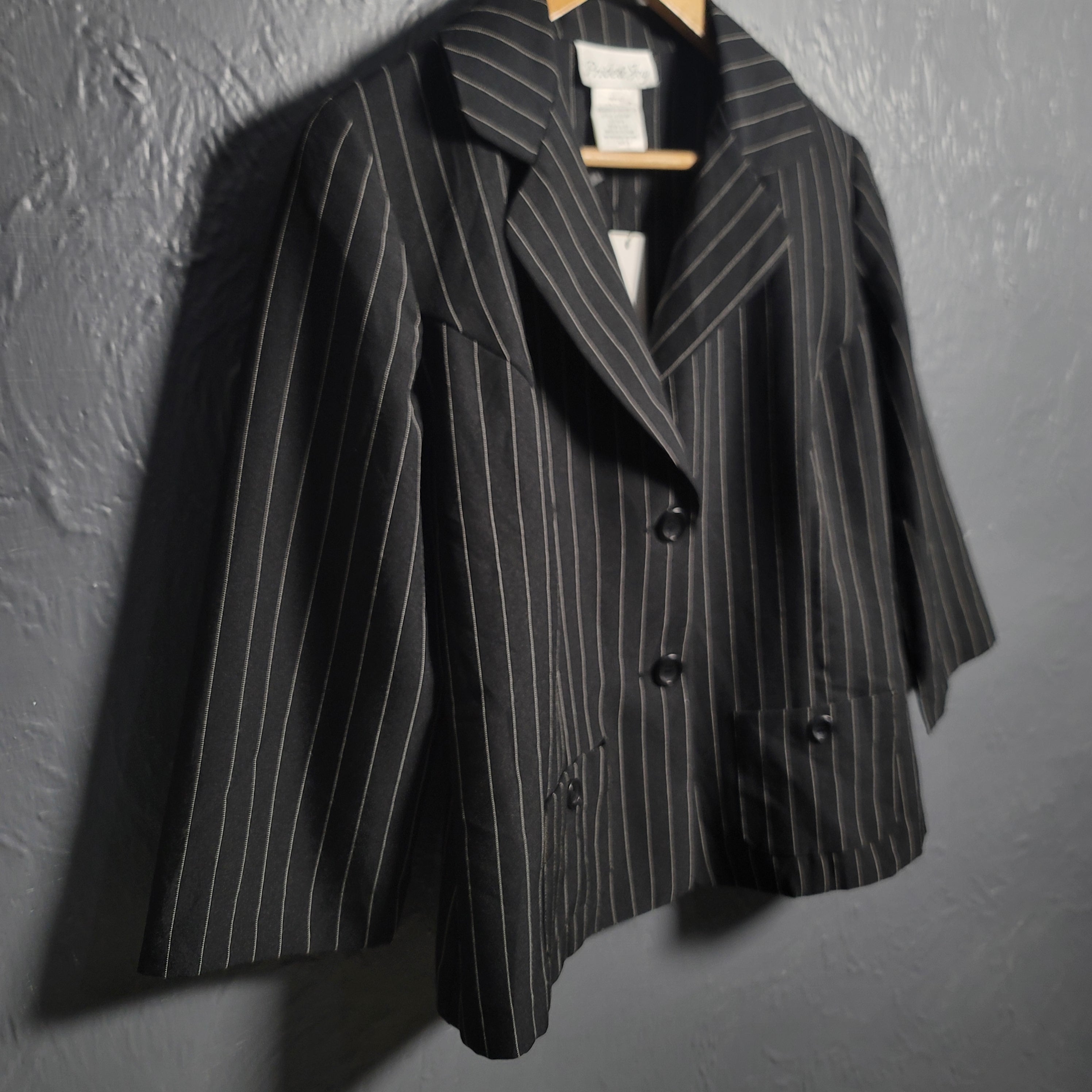Women's Pride and joy cropped blazer jacket with white thread stripes - THE GREY AREA